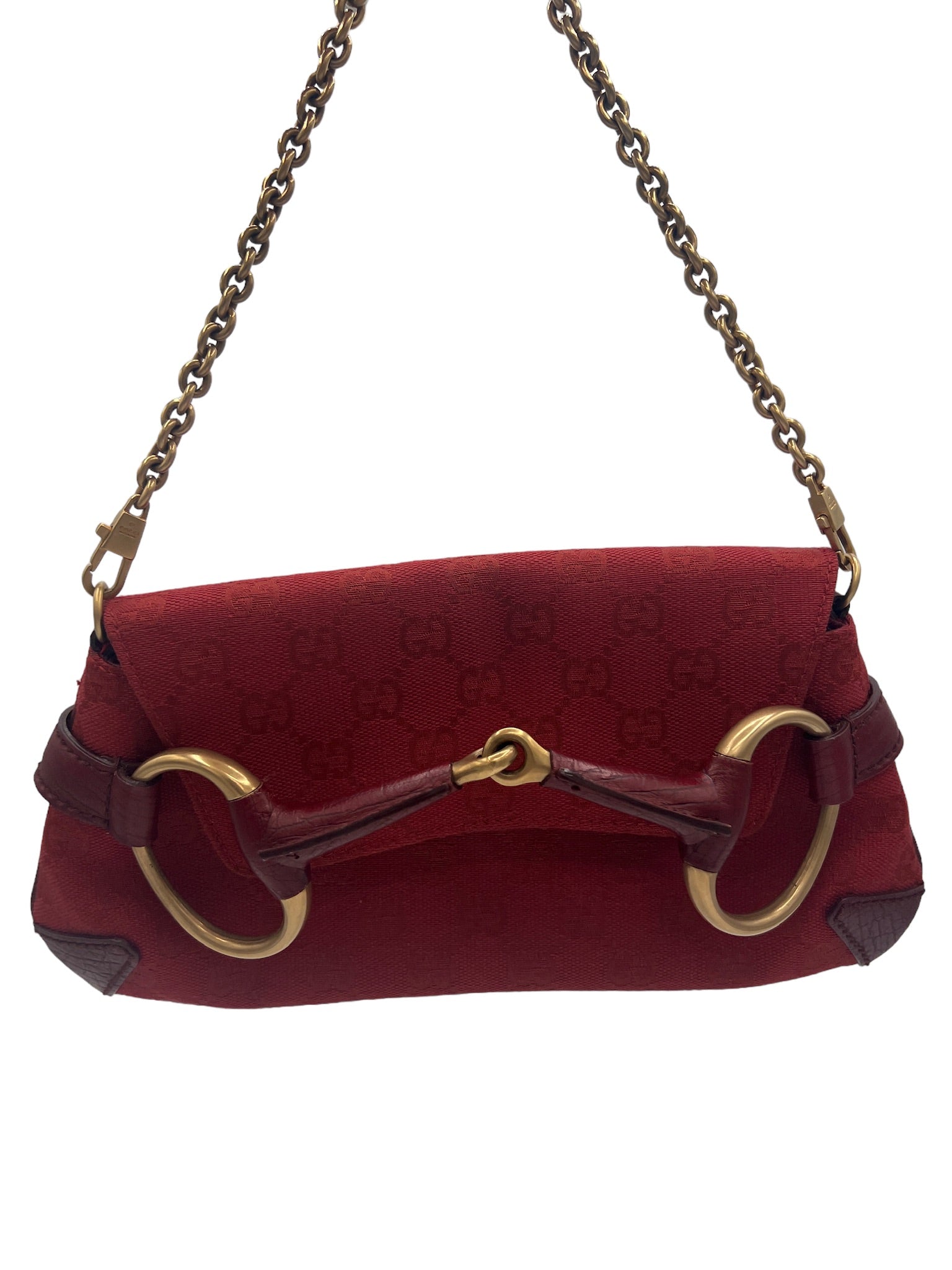 GUCCI - Bolso de mano con motivo Horsebit en color vino