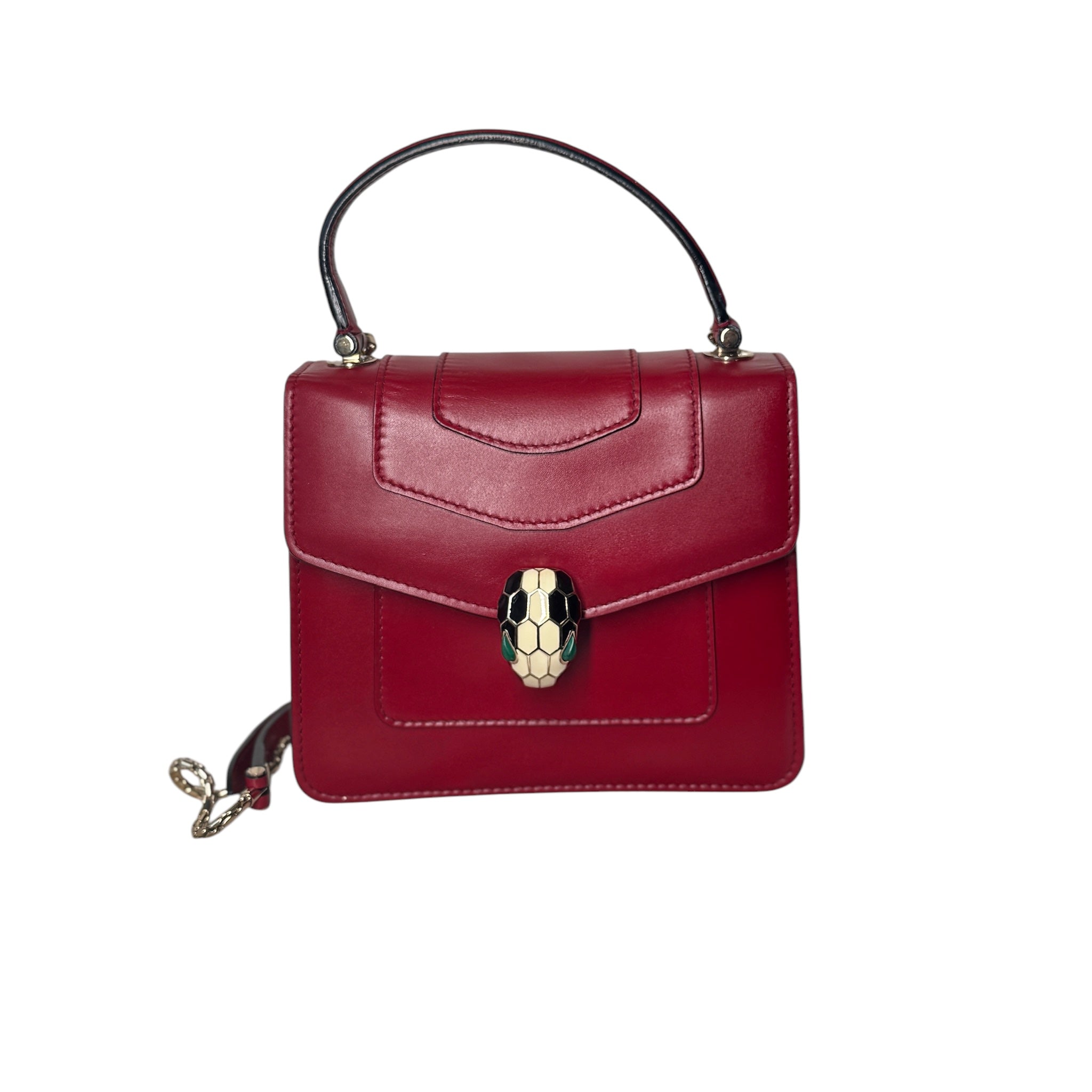 Bolso bandolera Serpenti Forever de piel roja con asa superior USADO