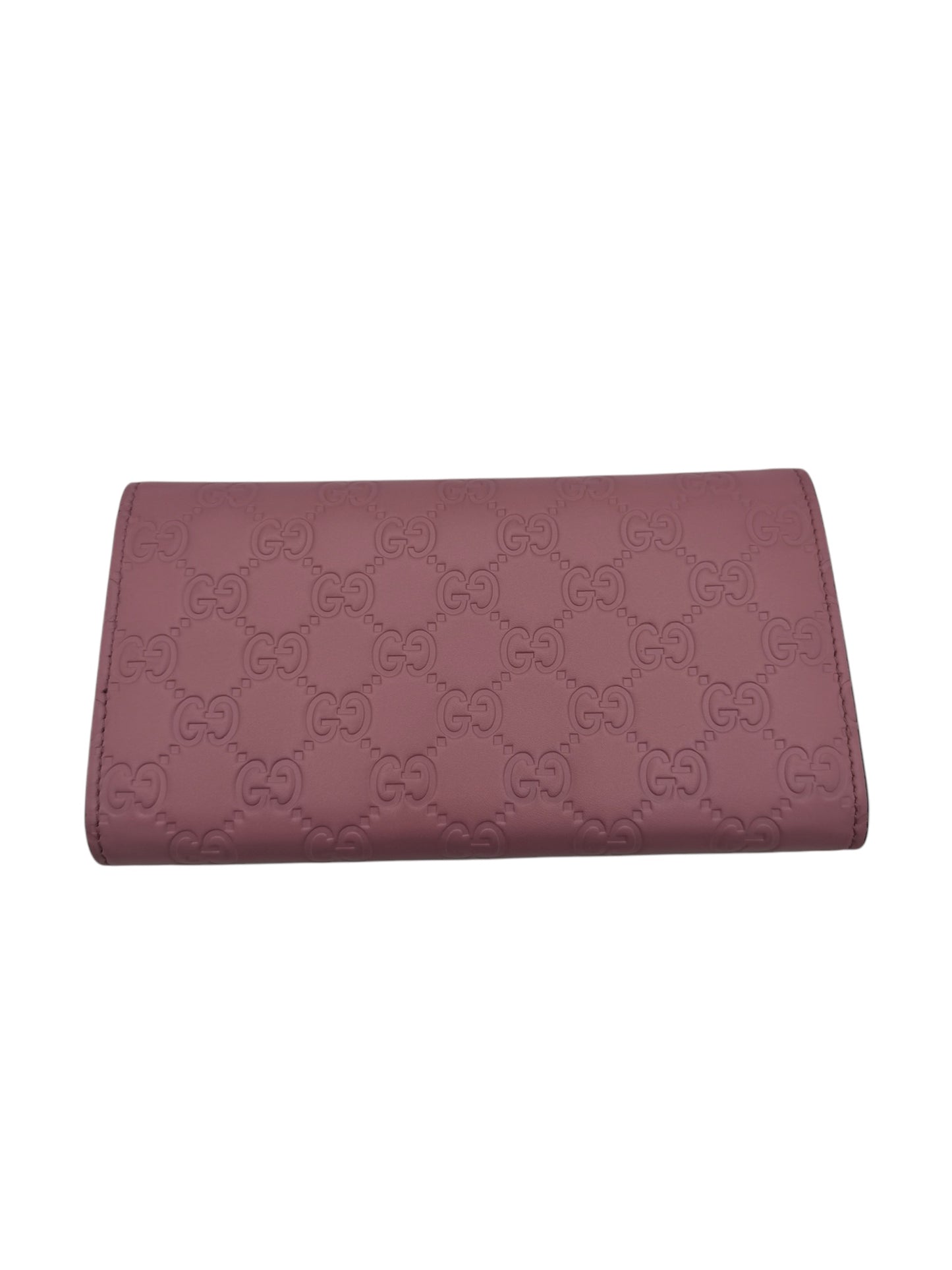 PRE-OWNED GG Pink Calfskin Long Wallet