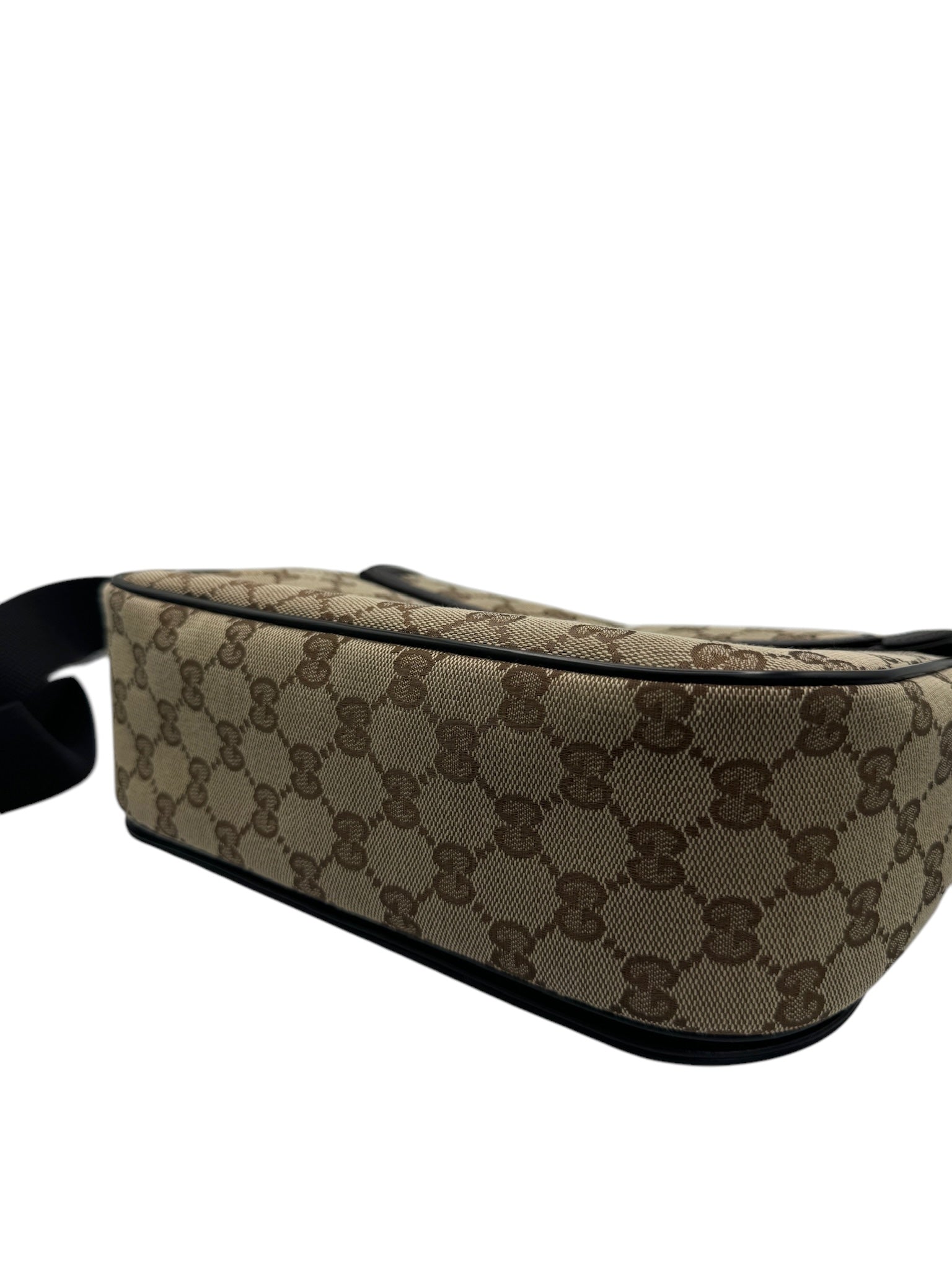 Bolso bandolera tipo mensajero de lona marrón GG USADO