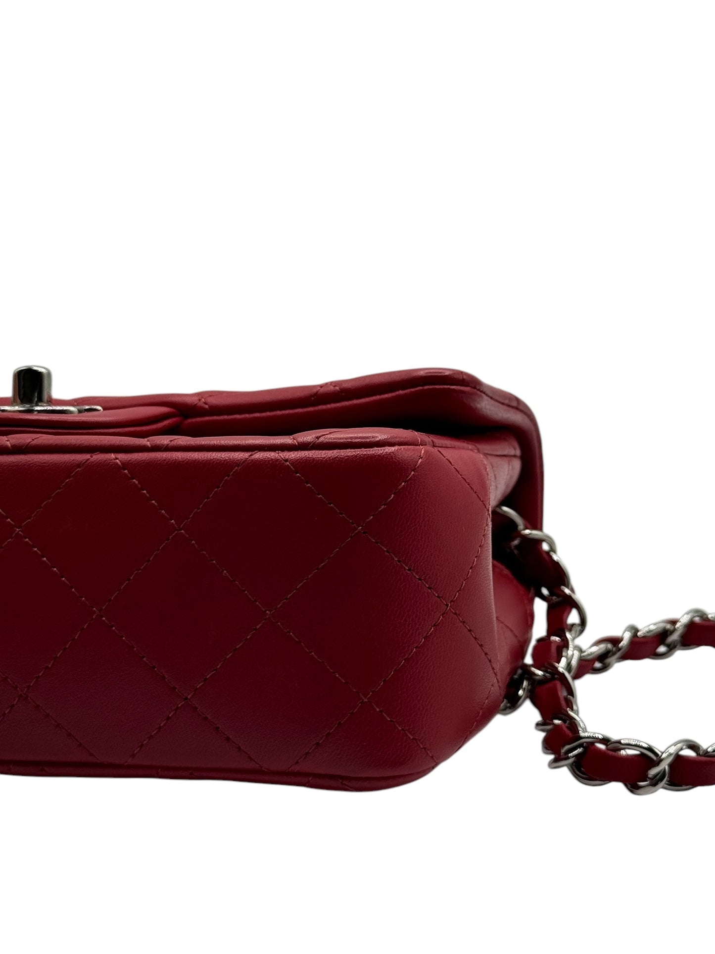 PRE-OWNED CC Mini Red Lambskin Shoulder Bag