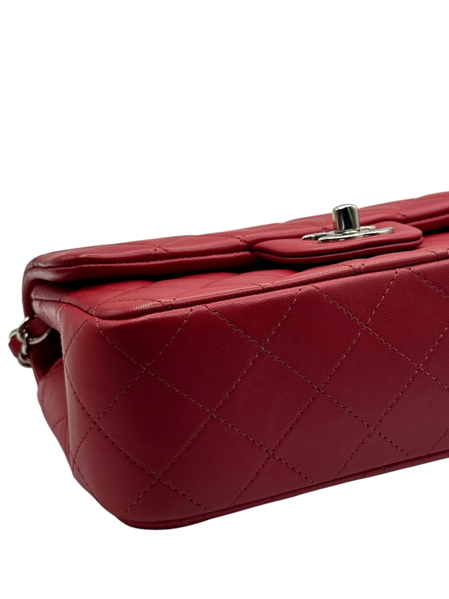 PRE-OWNED CC Mini Red Lambskin Shoulder Bag