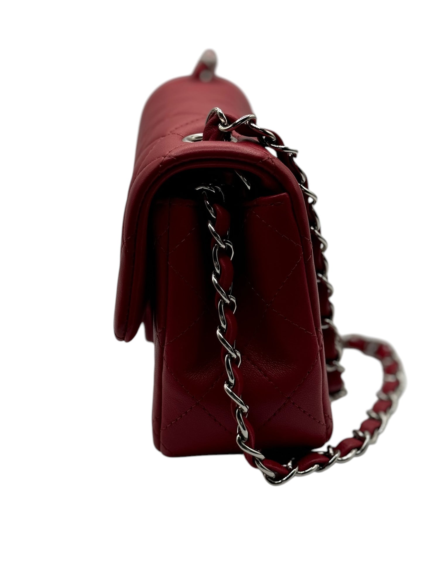 PRE-OWNED CC Mini Red Lambskin Shoulder Bag