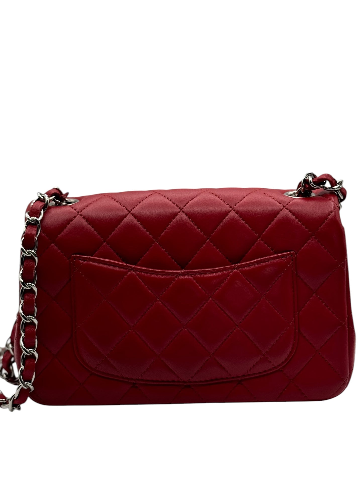 PRE-OWNED CC Mini Red Lambskin Shoulder Bag