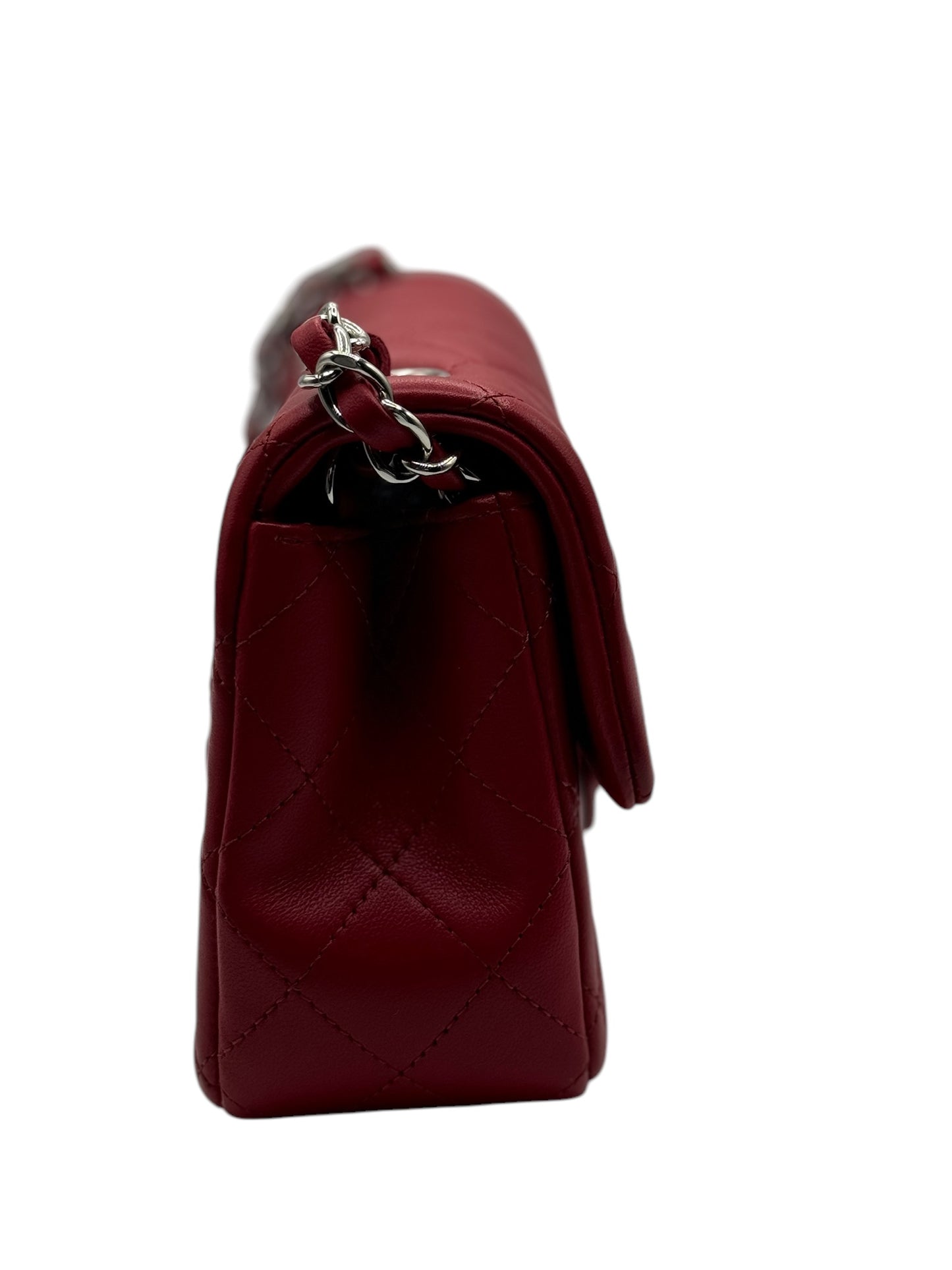 PRE-OWNED CC Mini Red Lambskin Shoulder Bag