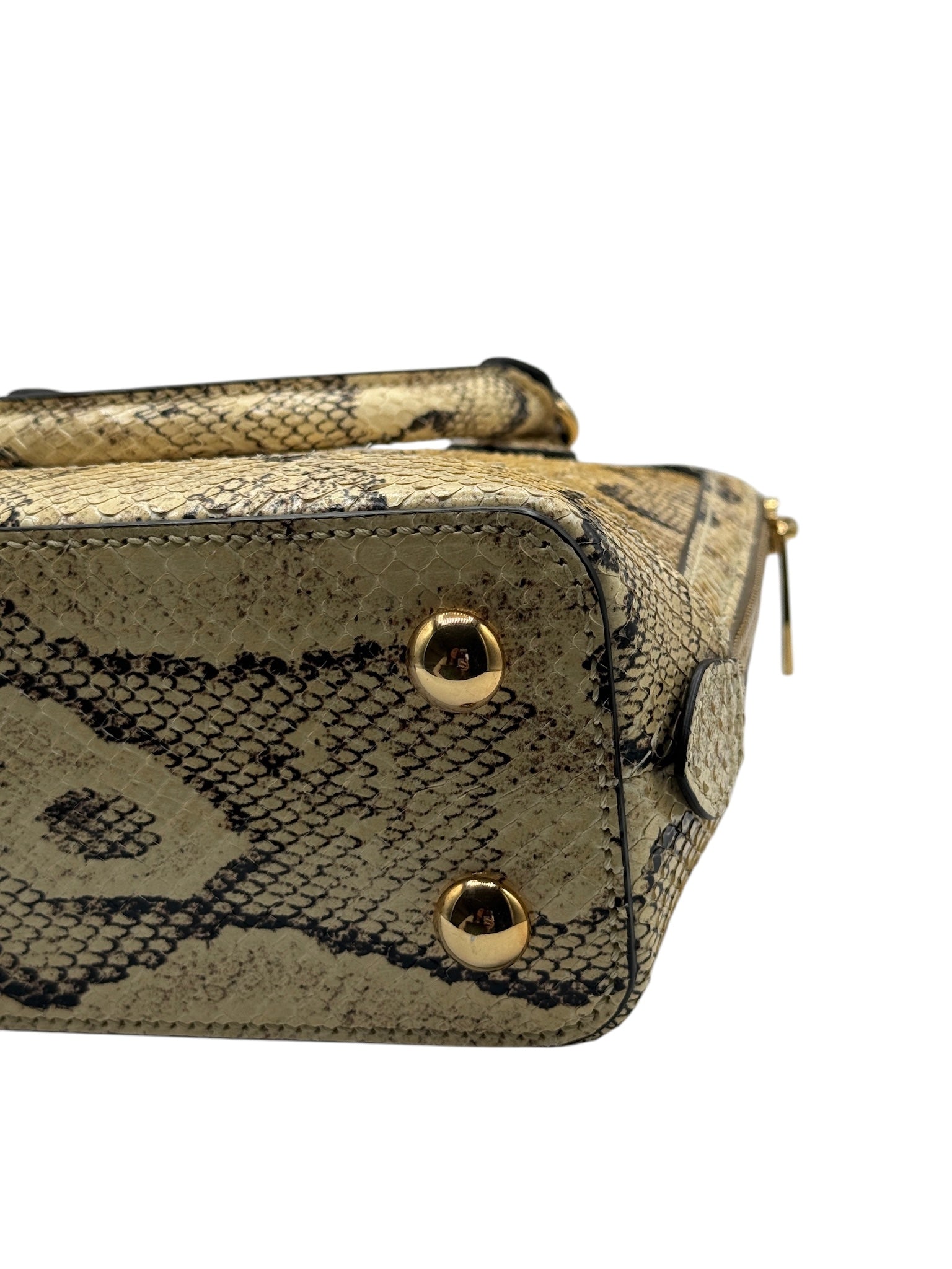 BOLSO DE HOMBRO PEQUEÑO CON MANGO SUPERIOR GG Horsebit 1955 Python DE SEGUNDA MANO