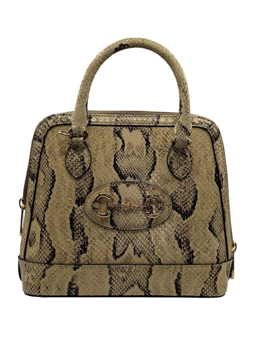 PRE-OWNED GG Horsebit 1955 Python Small Top Handle Shoulder Bag