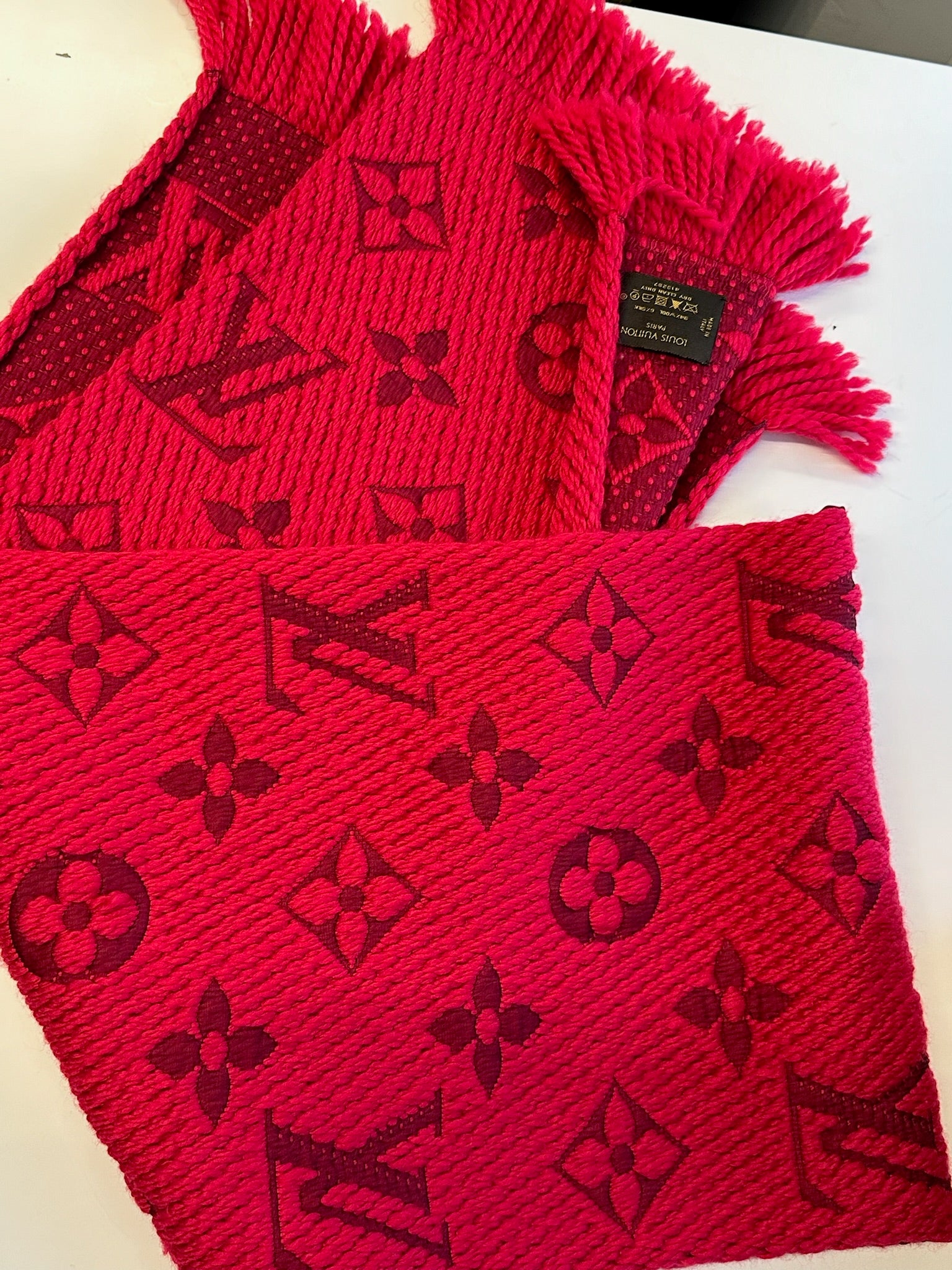 LOUIS VUITTON - Rubis Wool Silk Monogram Logomania Scarf