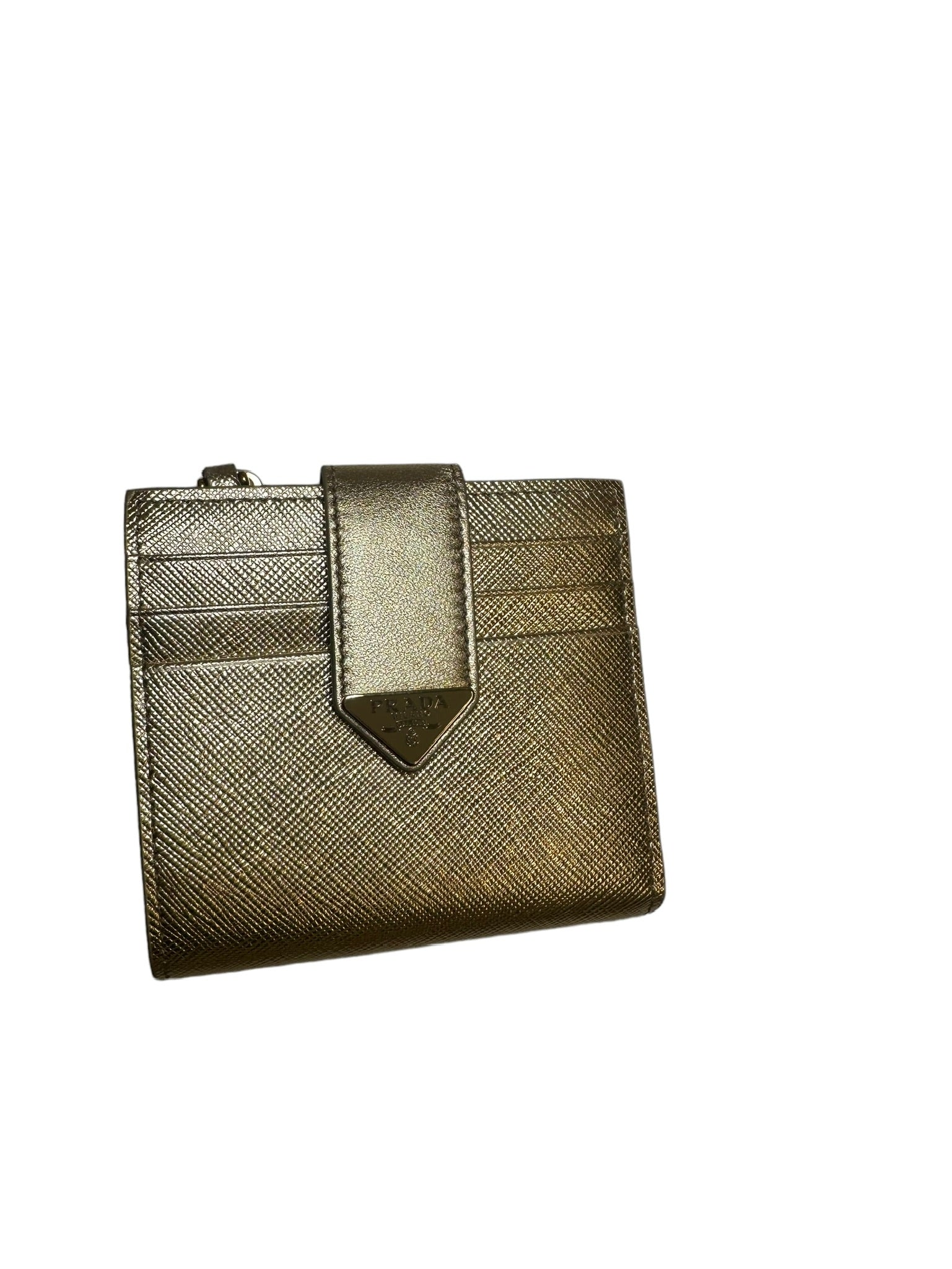 PRADA - Platinum Saffiano Small Wallet