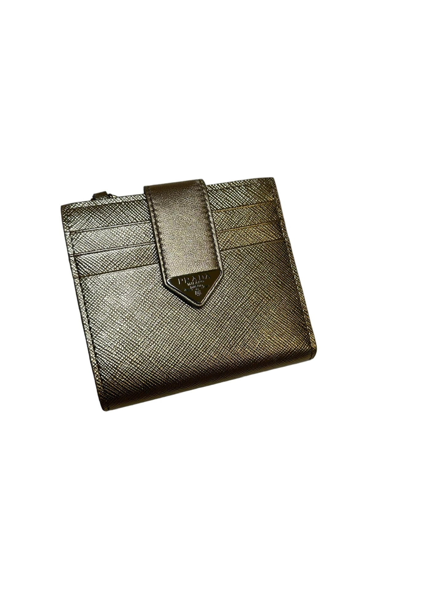 PRADA - Platinum Saffiano Small Wallet