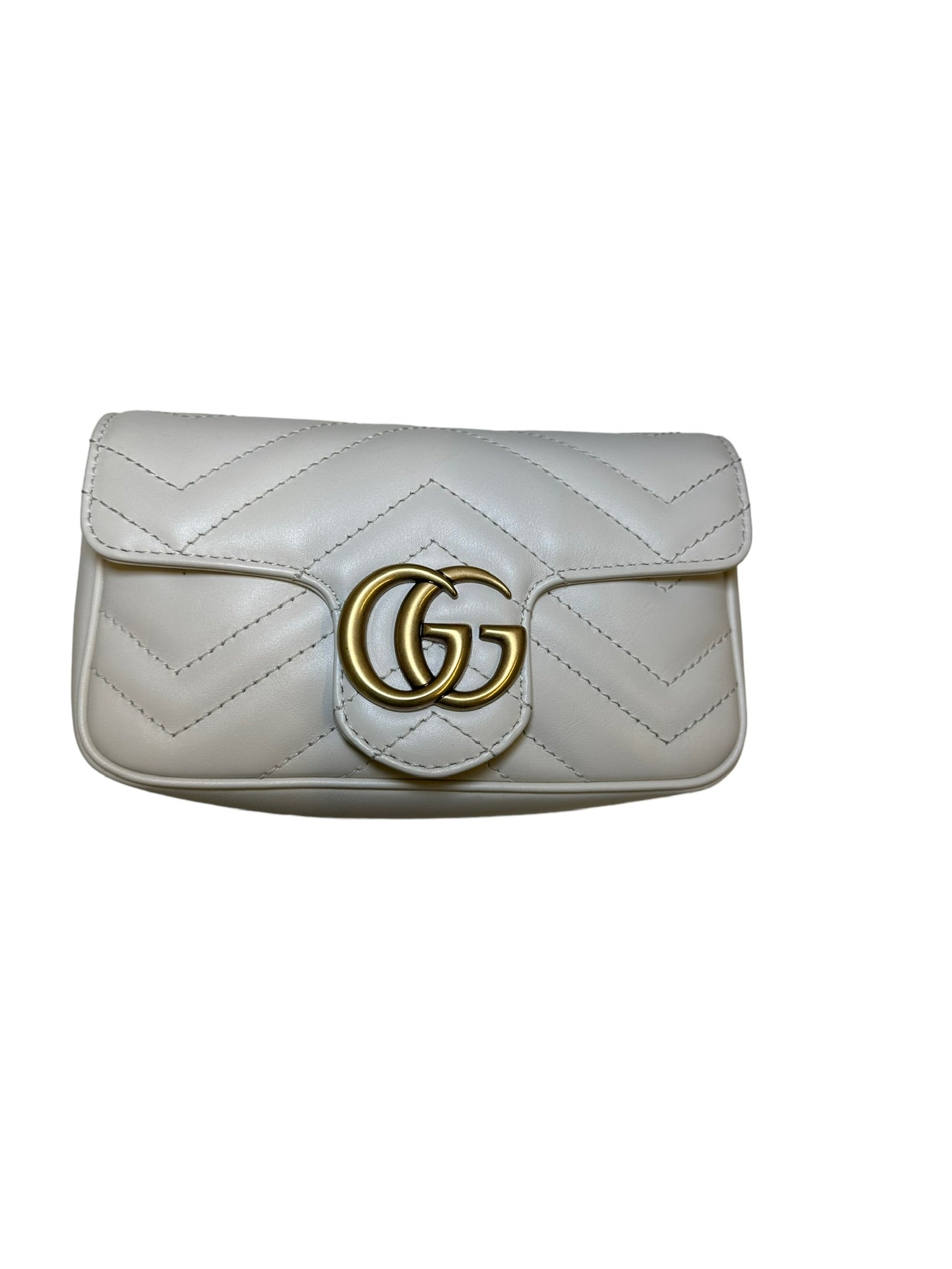 GUCCI - Bolso Super Mini Marmont de piel Matelasse blanca