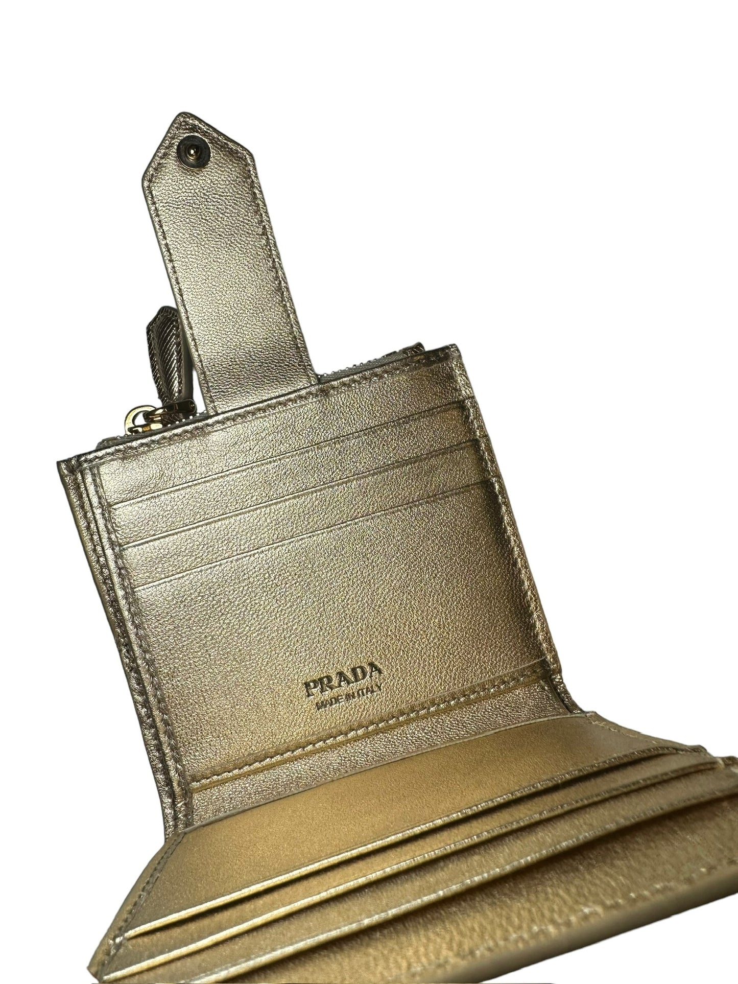 PRADA - Platinum Saffiano Small Wallet