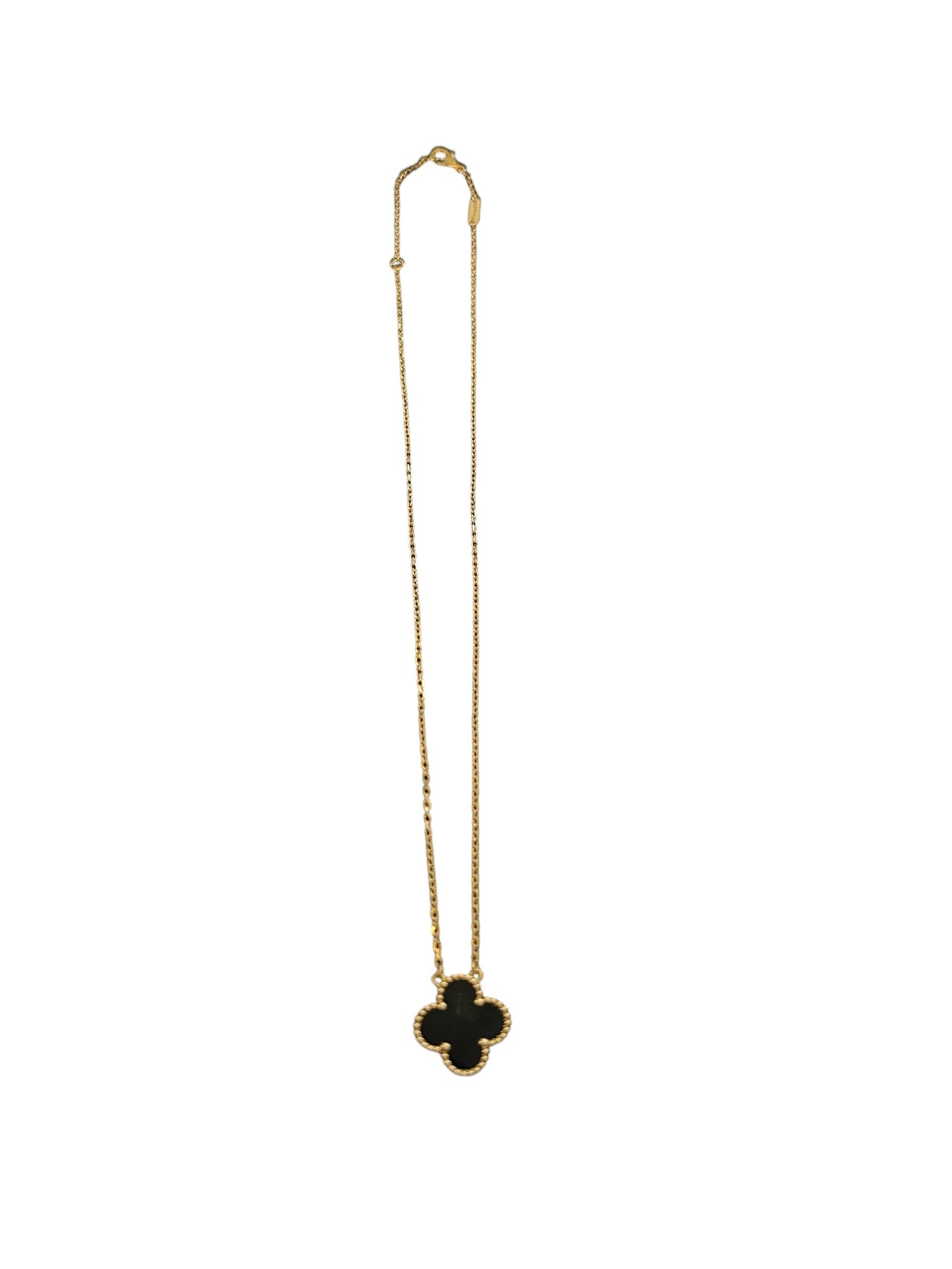 VAN CLEEF & ARPELS  - 18K Yellow Gold Vintage Alhambra Pendant With Onyx