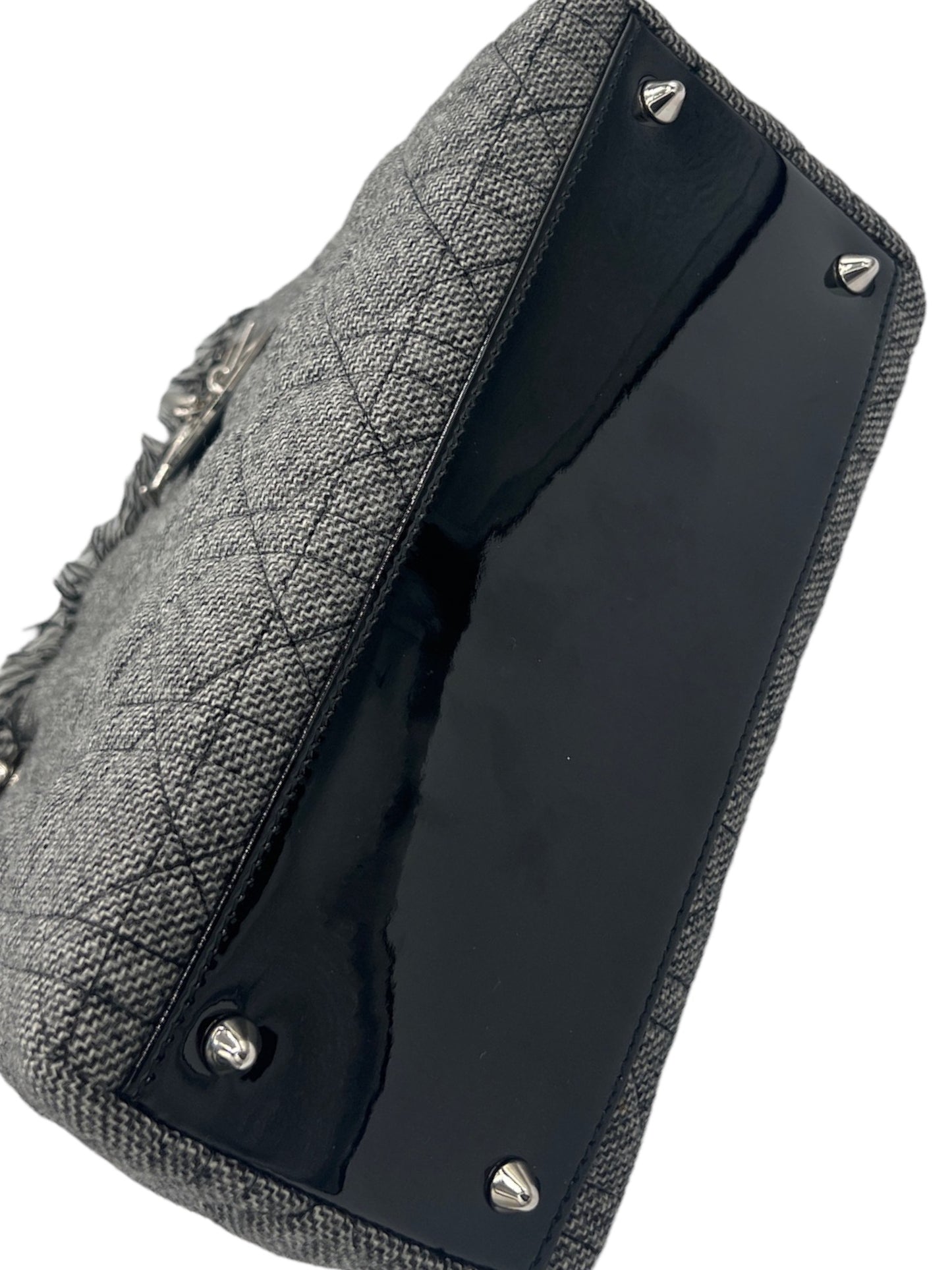 DIOR - Lady Dior Wool Patent Leather Medium Bag Handbag