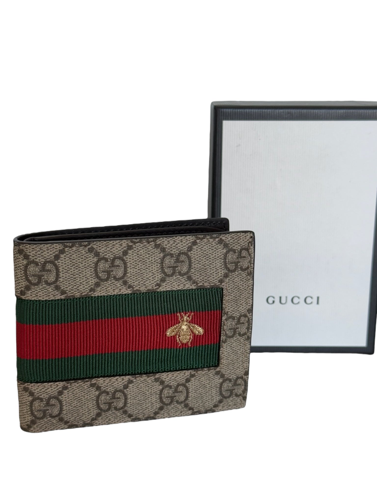Cartera plegable de lona GG Bee de segunda mano