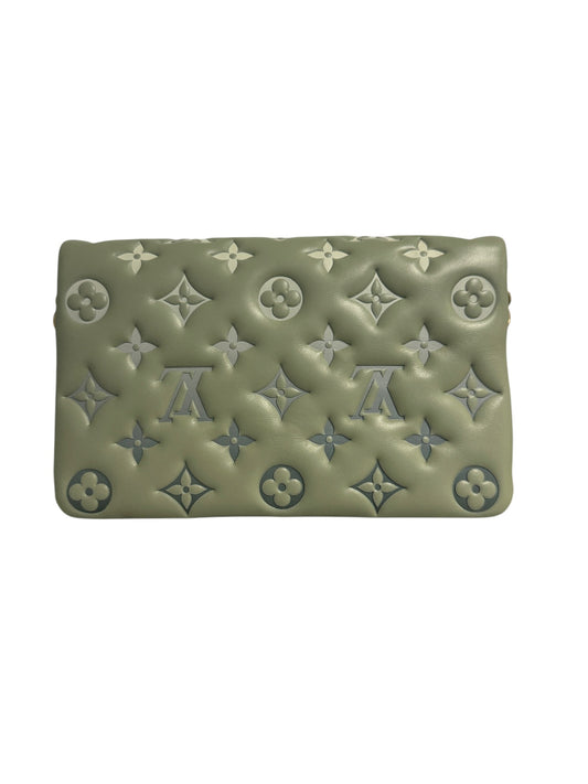 PRE-OWNED LV Sauge Embossed Monogram Lambskin Pochette Coussin