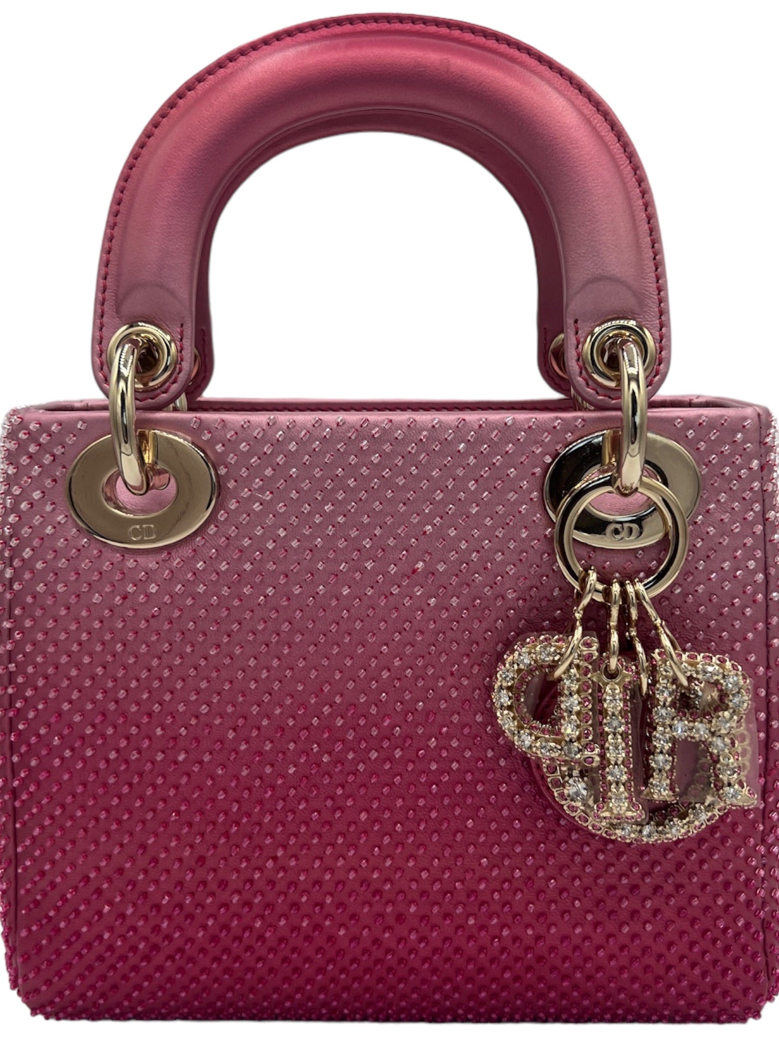 DIOR - Bolso de mano Lady Dior de piel de cordero rosa