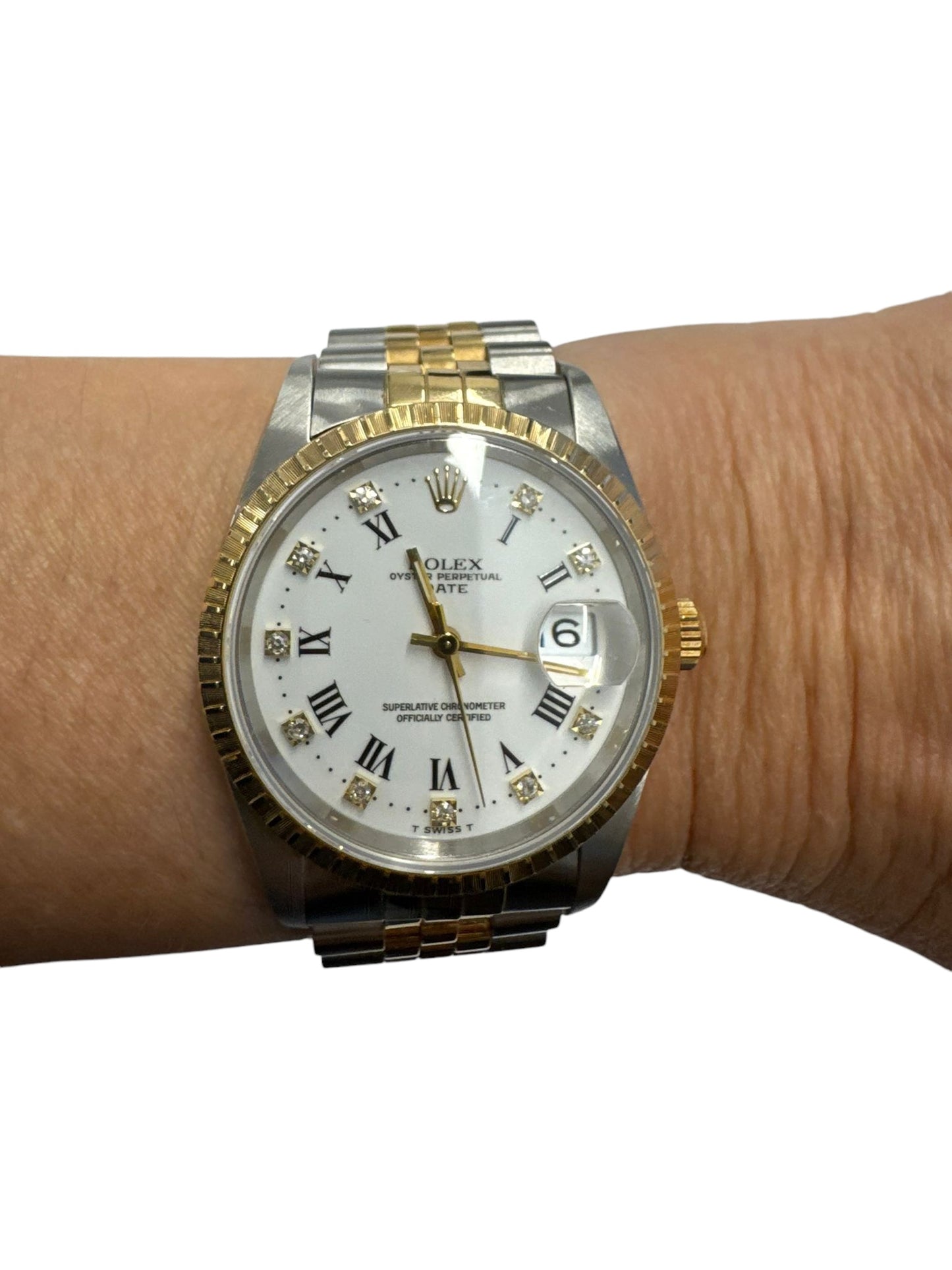 PRE-OWNED Stainless Steel 18k Yellow Gold Jubilee Women's Watch