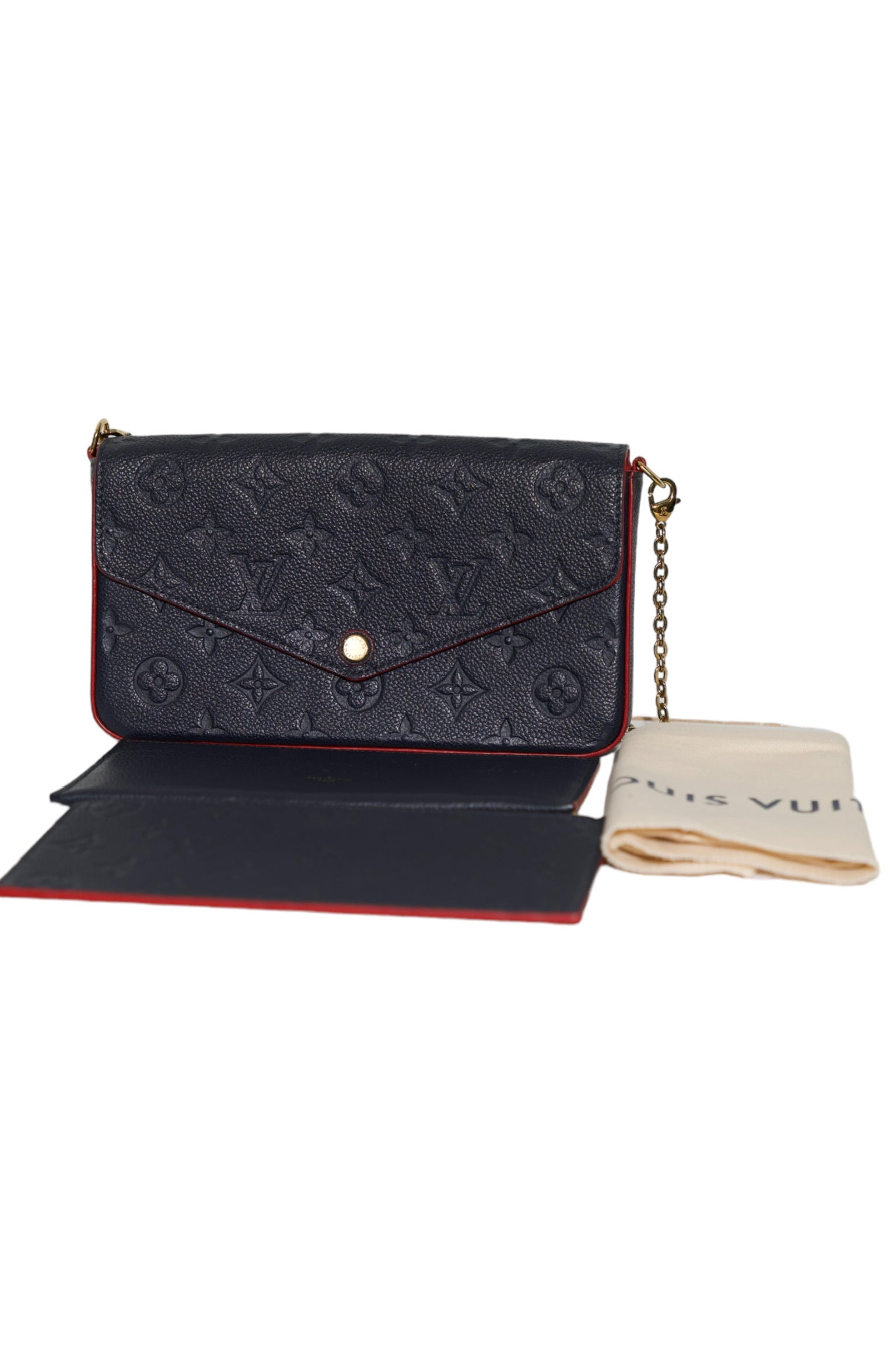 LOUIS VUITTON - Felicie Pochette Empreinte Cuero Marino