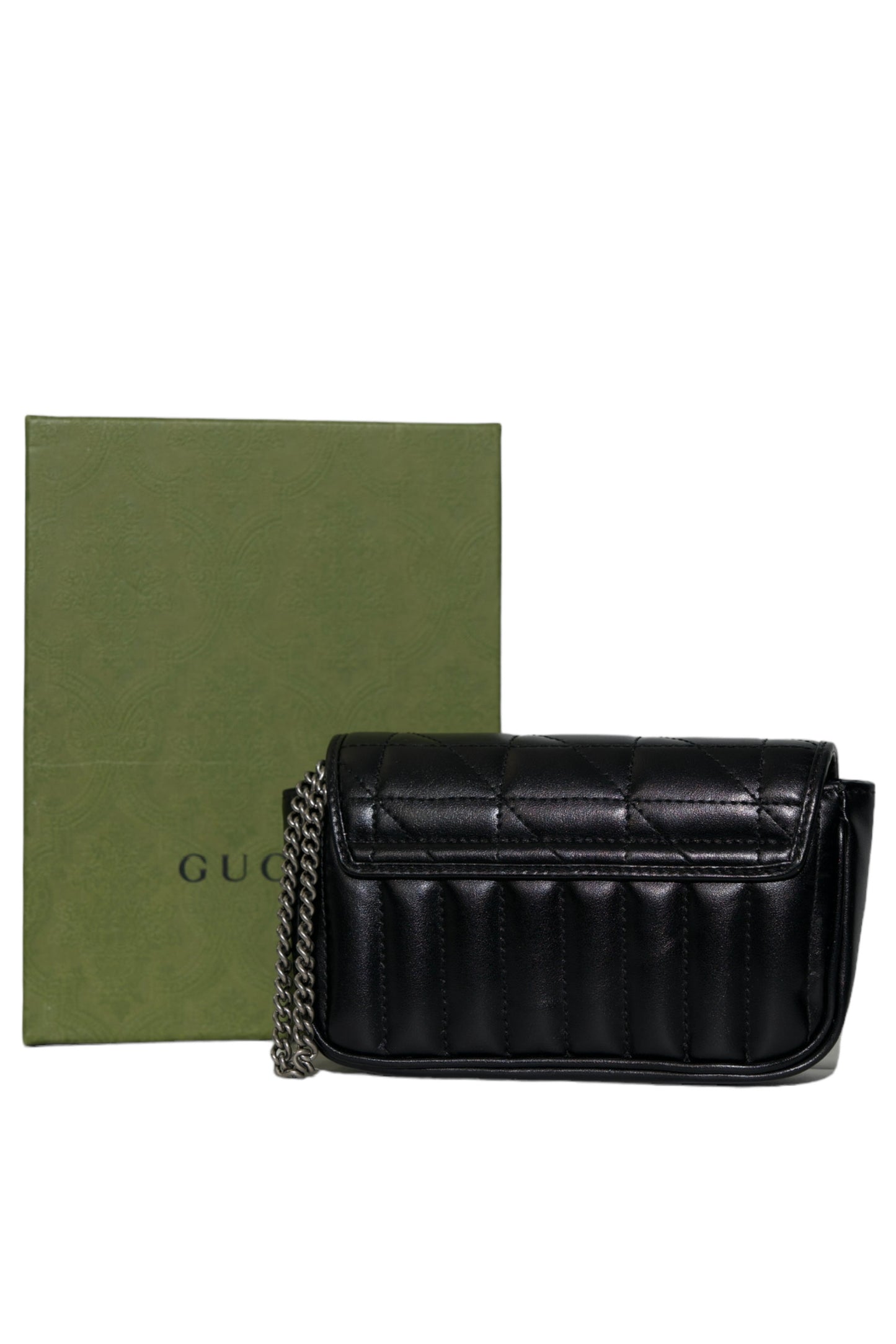 GUCCI -  Black GG Marmont Chain Shoulder Bag