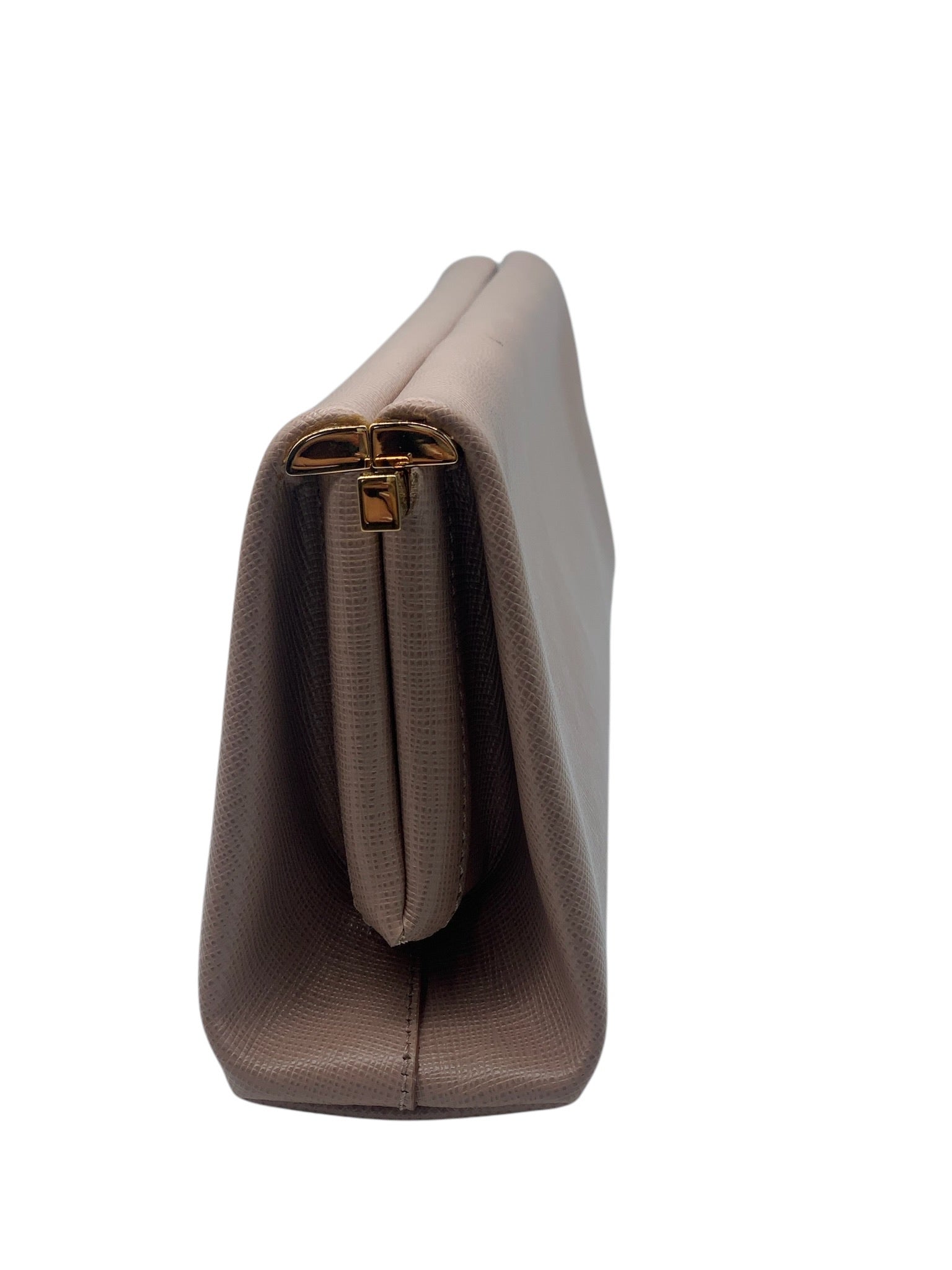 PRE-OWNED Pink Saffiano Leather Clutch