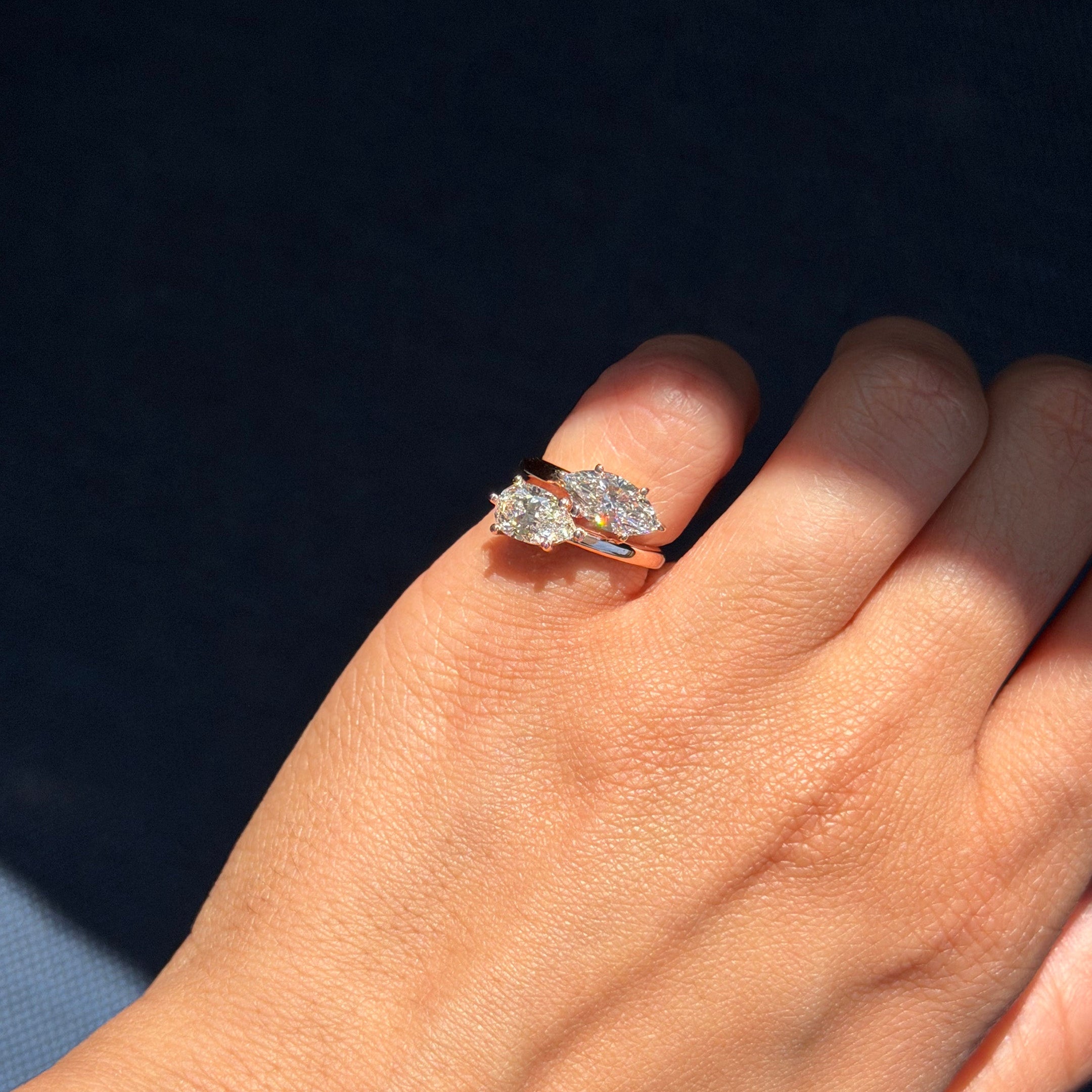 TDC - Lab Diamond Marquise Shape Pinky Ring 1ct. Yellow Gold