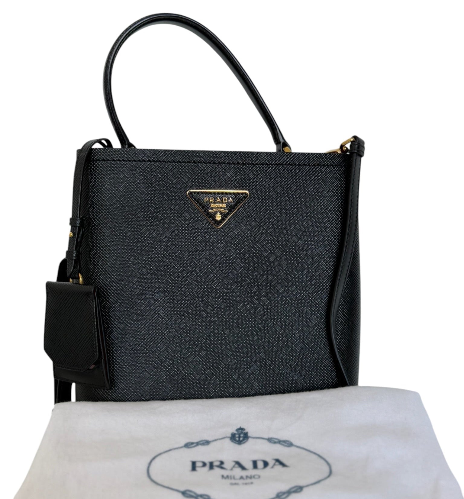 PRE-OWNED Panier Black Saffiano Shoulder Bag