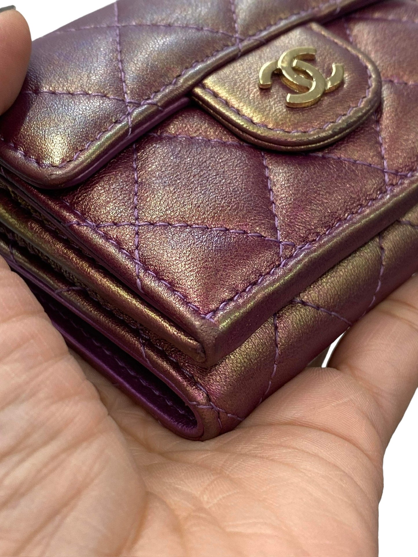 CHANEL - Iridescent Lambskin Quilted Small Flap Wallet
