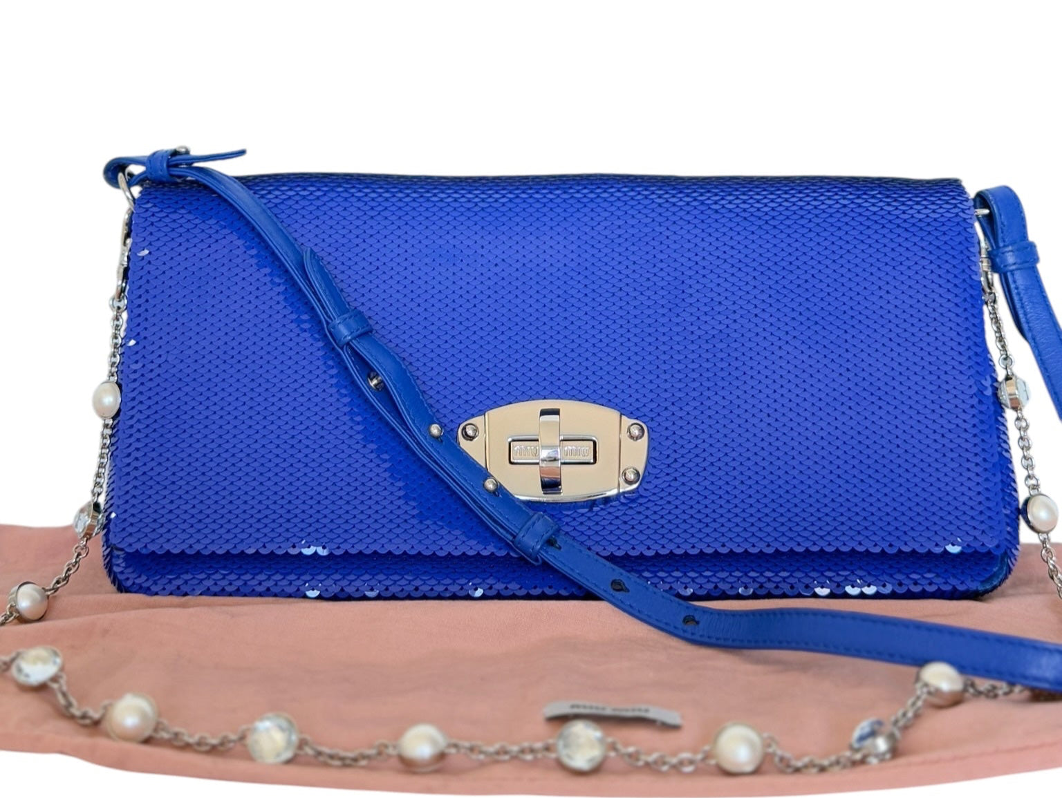 PRE-OWNED Blue Sequin Shoulder Bag