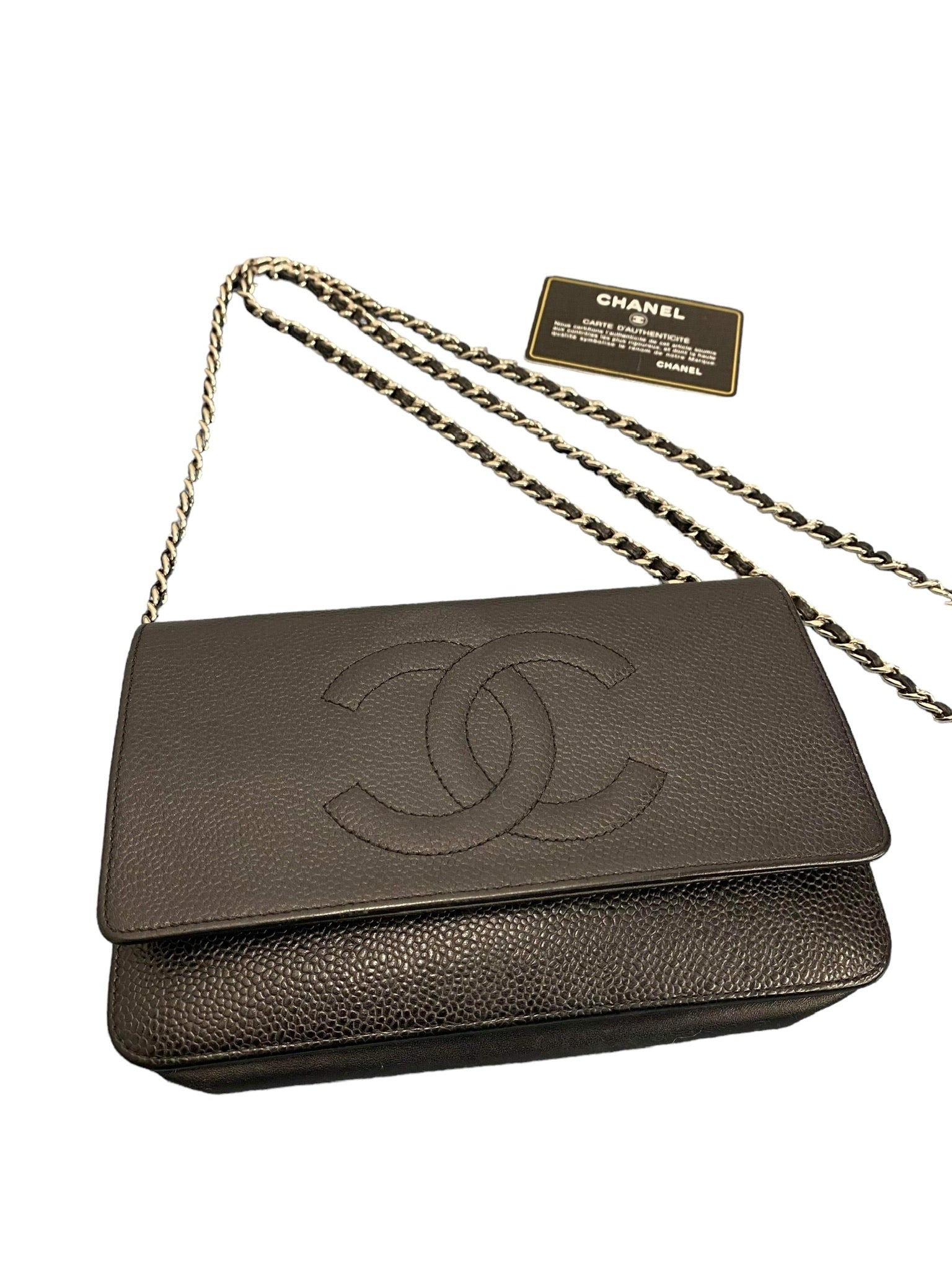 Cartera CC Caviar con cadena de segunda mano WOC Bolso bandolera atemporal