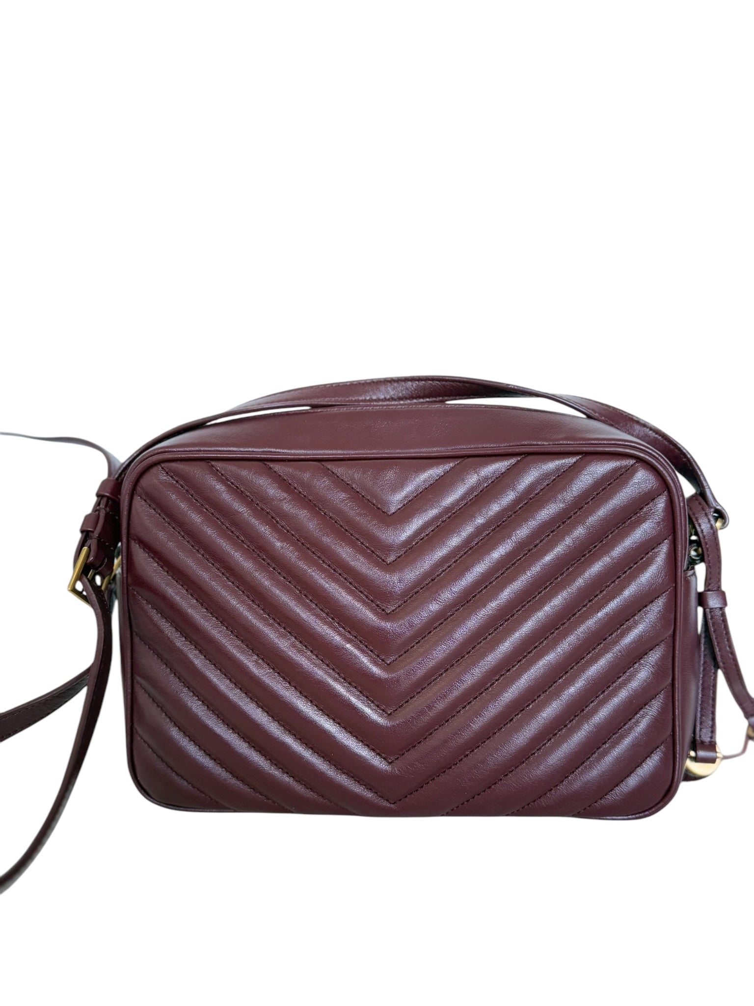 PRE-OWNE- YSL- Loulou Camera Bag Burgundy Calfskin Crossbody Bag