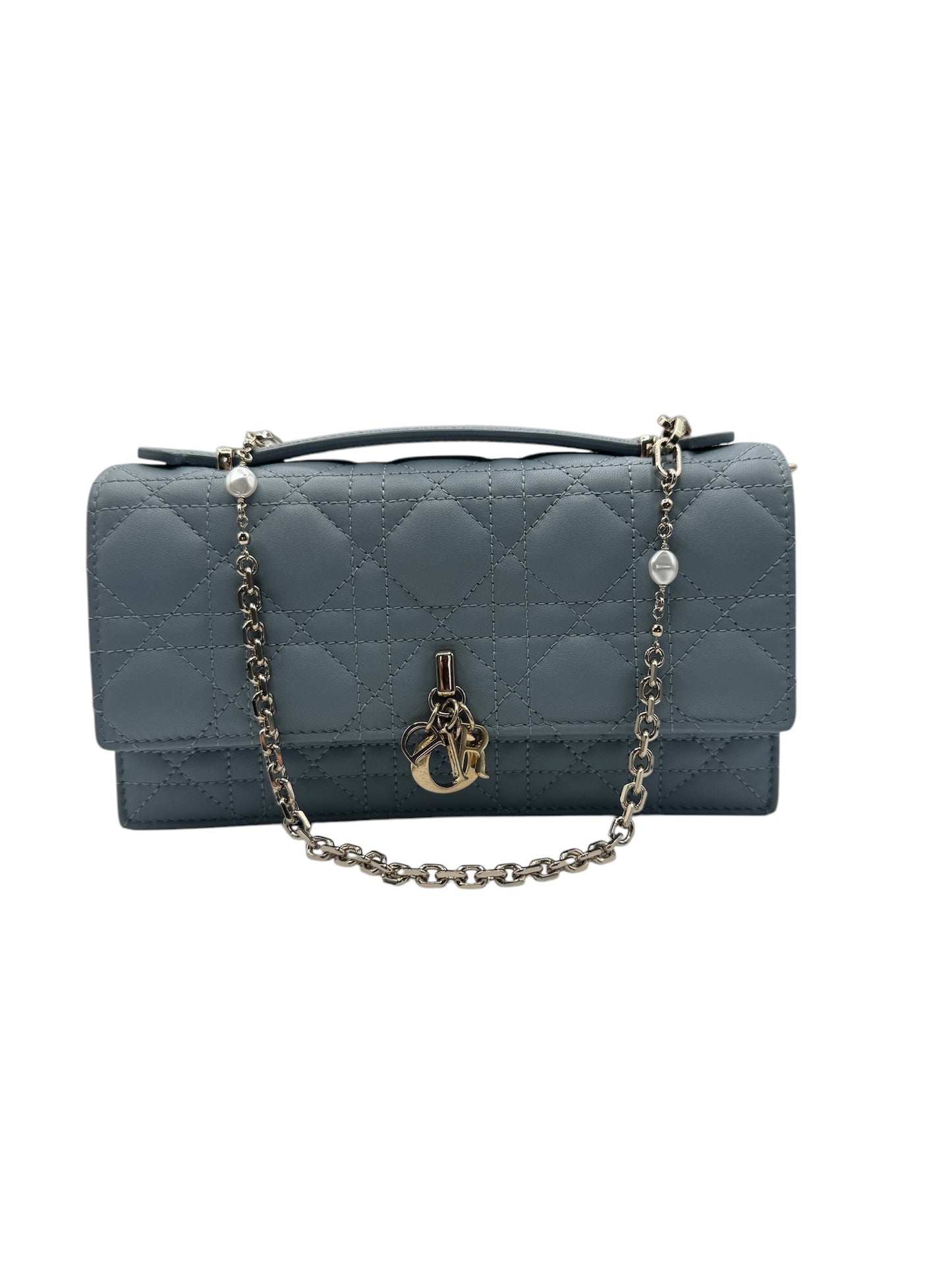 PRE-OWNED My Dior Blue Gray Lambskin Mini Shoulder Bag