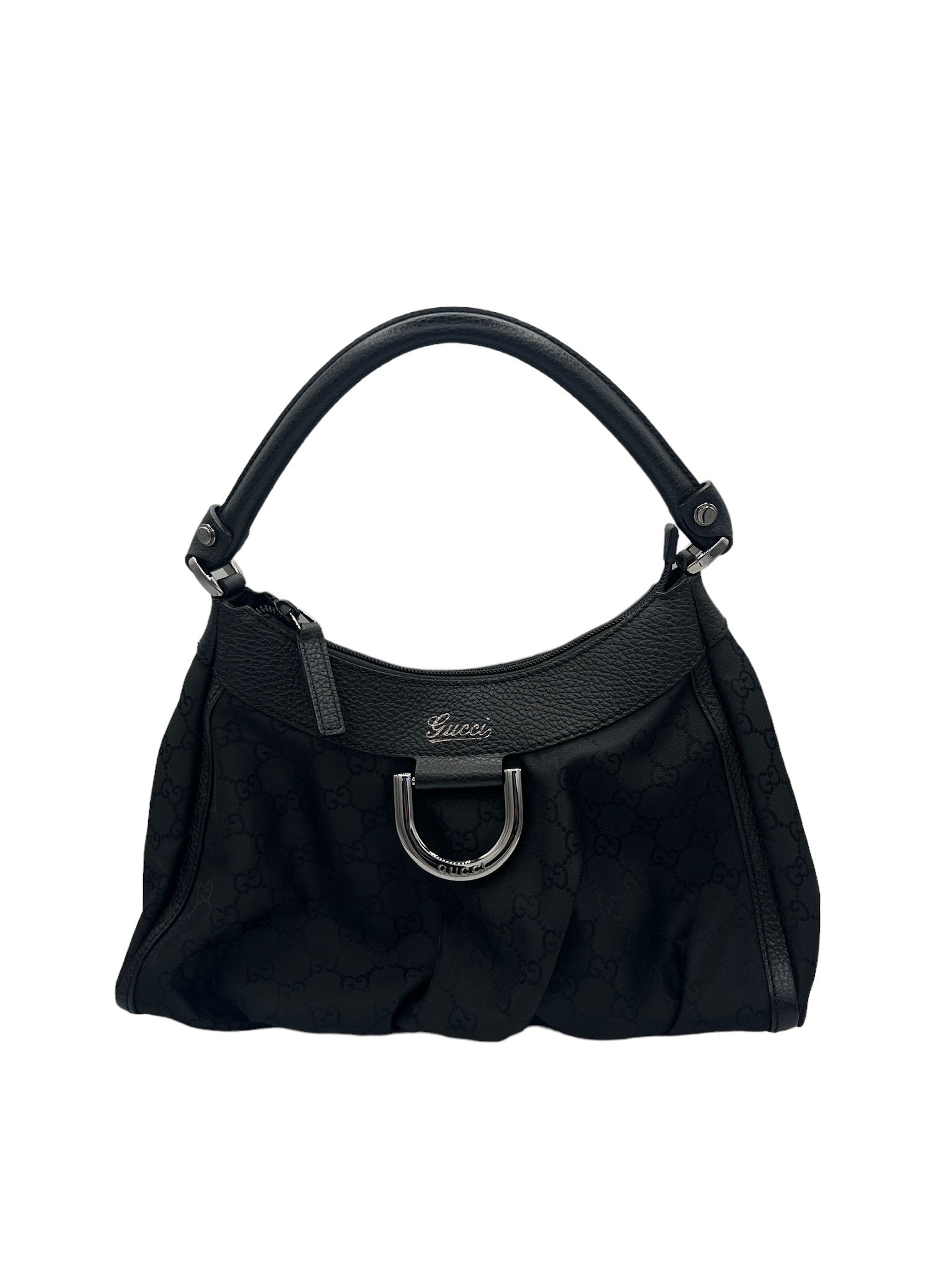 GUCCI - Bolso de hombro de lona con motivo GG en color negro