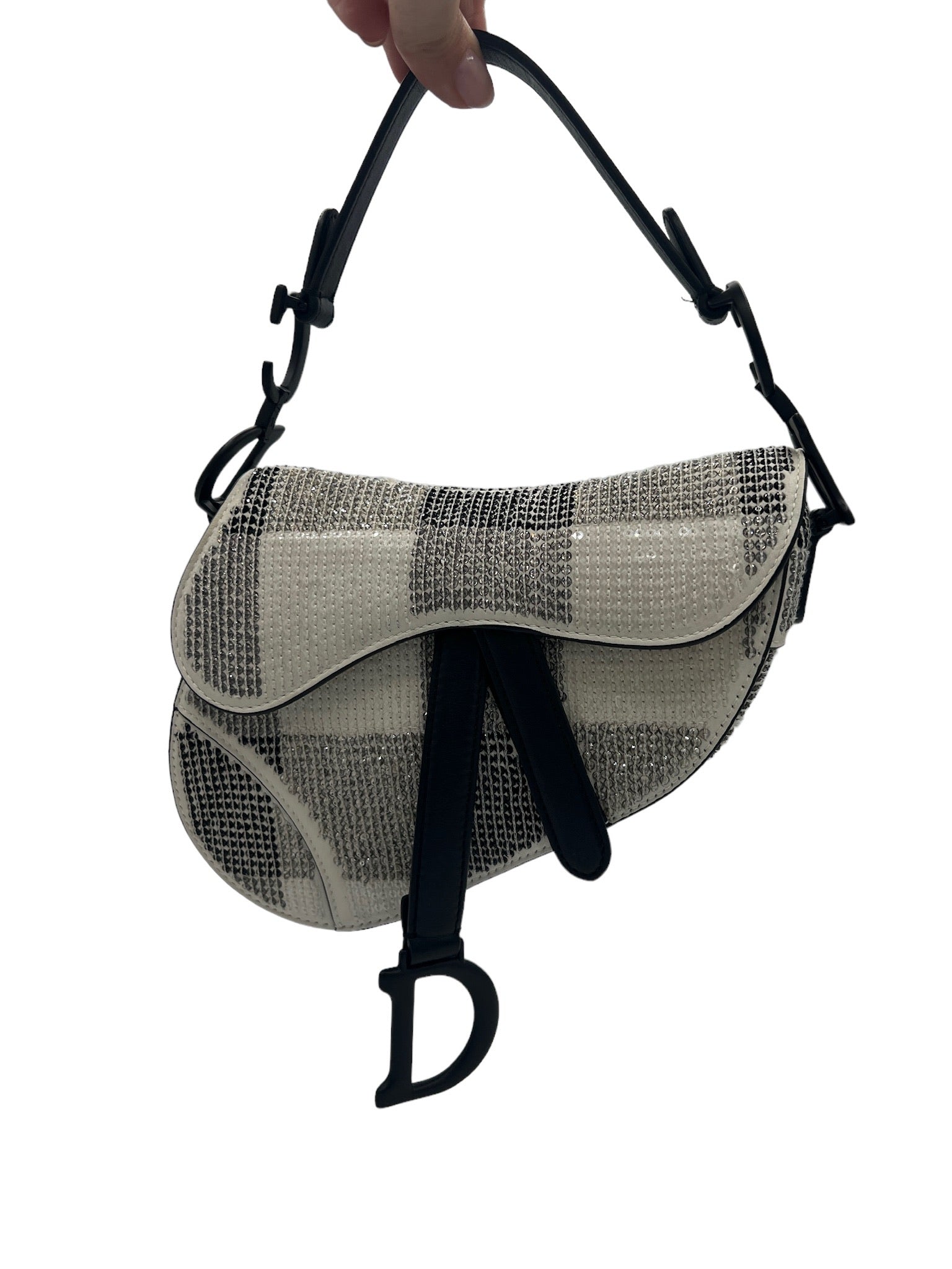 DIOR - Bolso Saddle en piel de becerro con cristales color café con leche