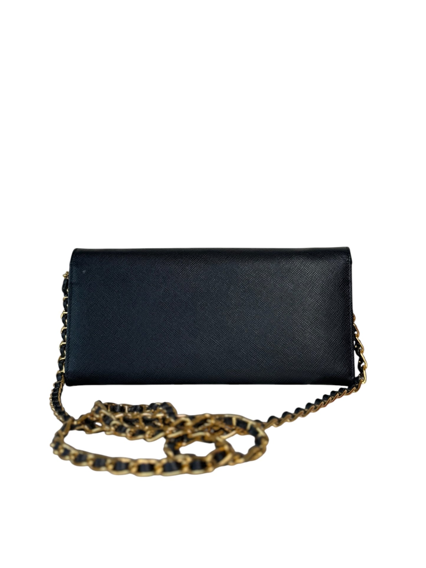 Cartera con cadena de segunda mano, bolso bandolera Saffiano negro