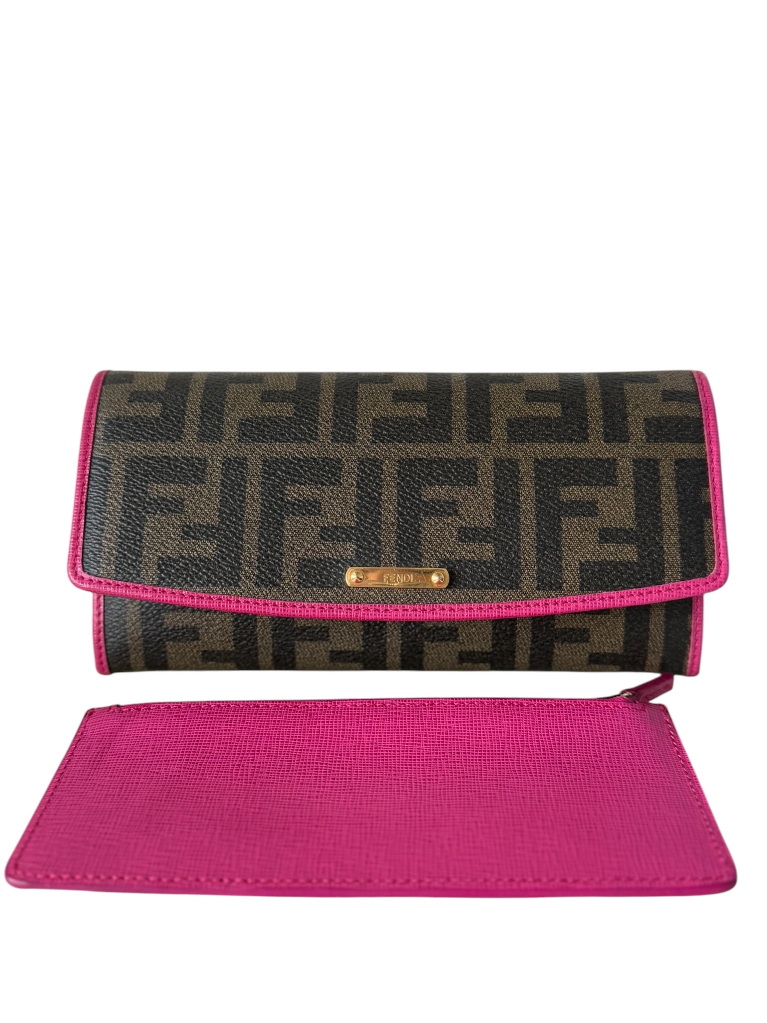 PRE-OWNED FF Vitello Elite Zucca Tobacco Wallet