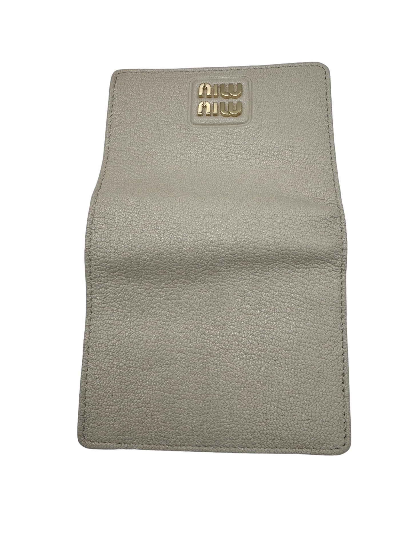 MIU MIU - Bifold Wallet Light Beige Leather