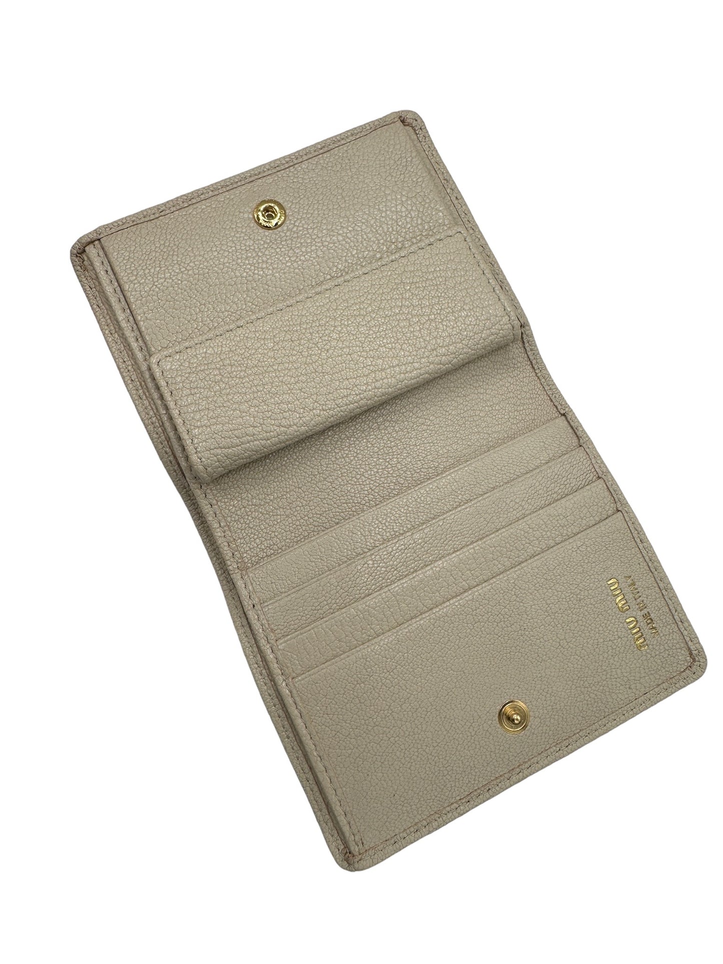 MIU MIU - Bifold Wallet Light Beige Leather