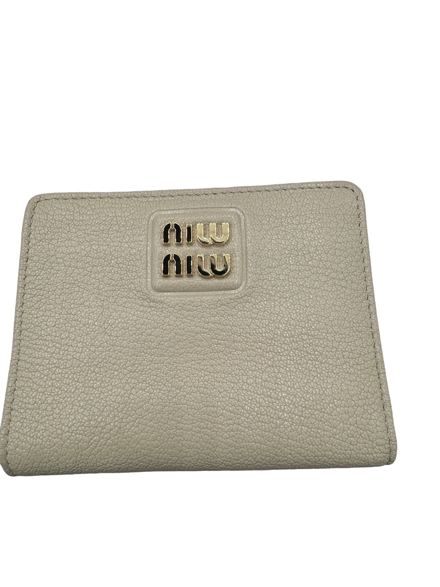 MIU MIU - Bifold Wallet Light Beige Leather