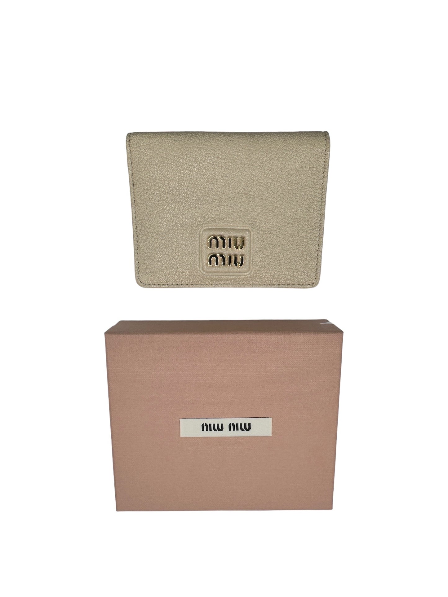 MIU MIU - Bifold Wallet Light Beige Leather