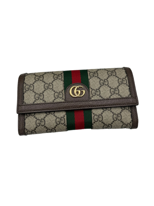 GUCCI - Ophidia Long Wallet Dark Beige Canvas