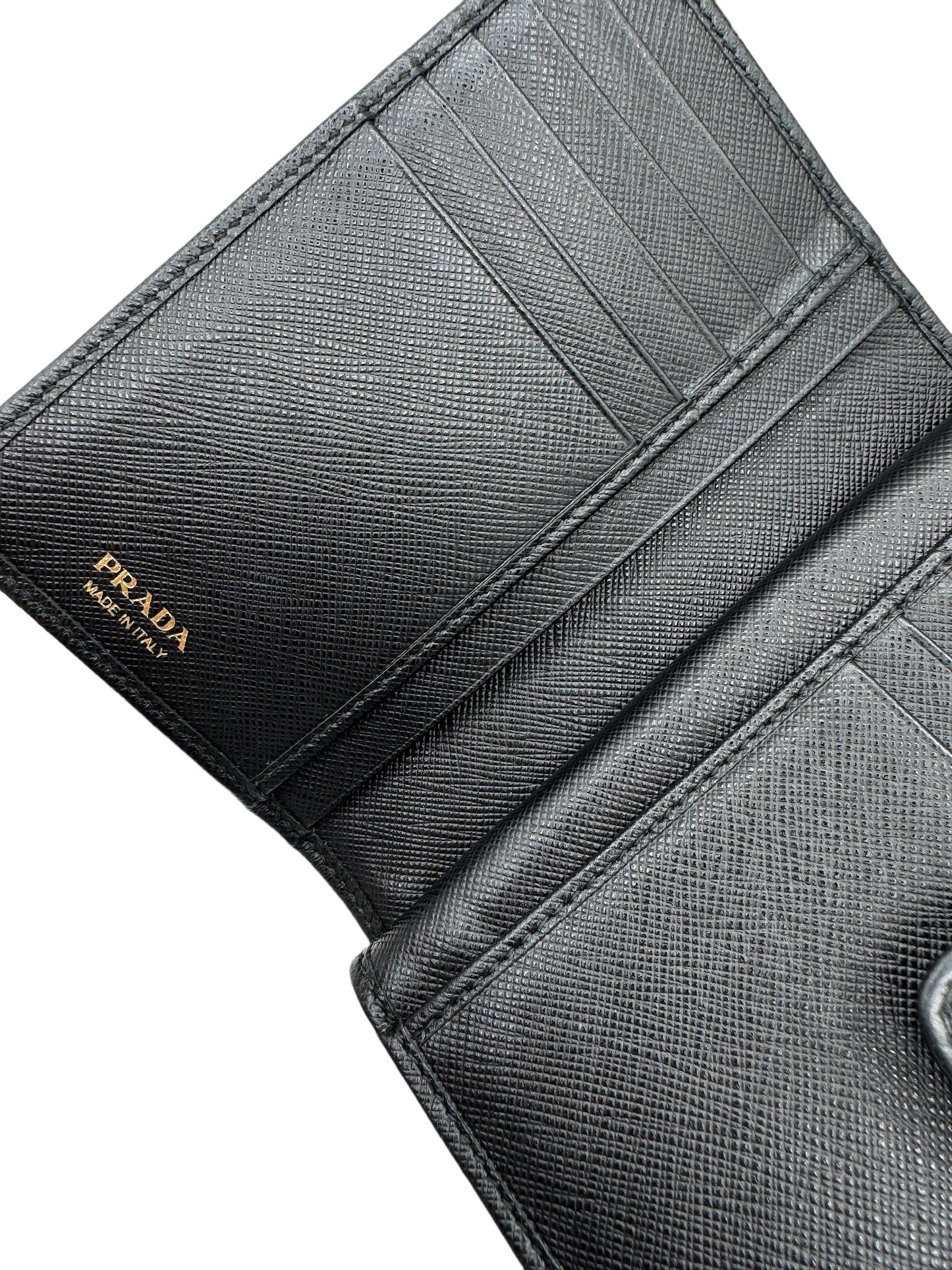 PRADA -  Bifold Wallet Black Saffiano Metal Leather