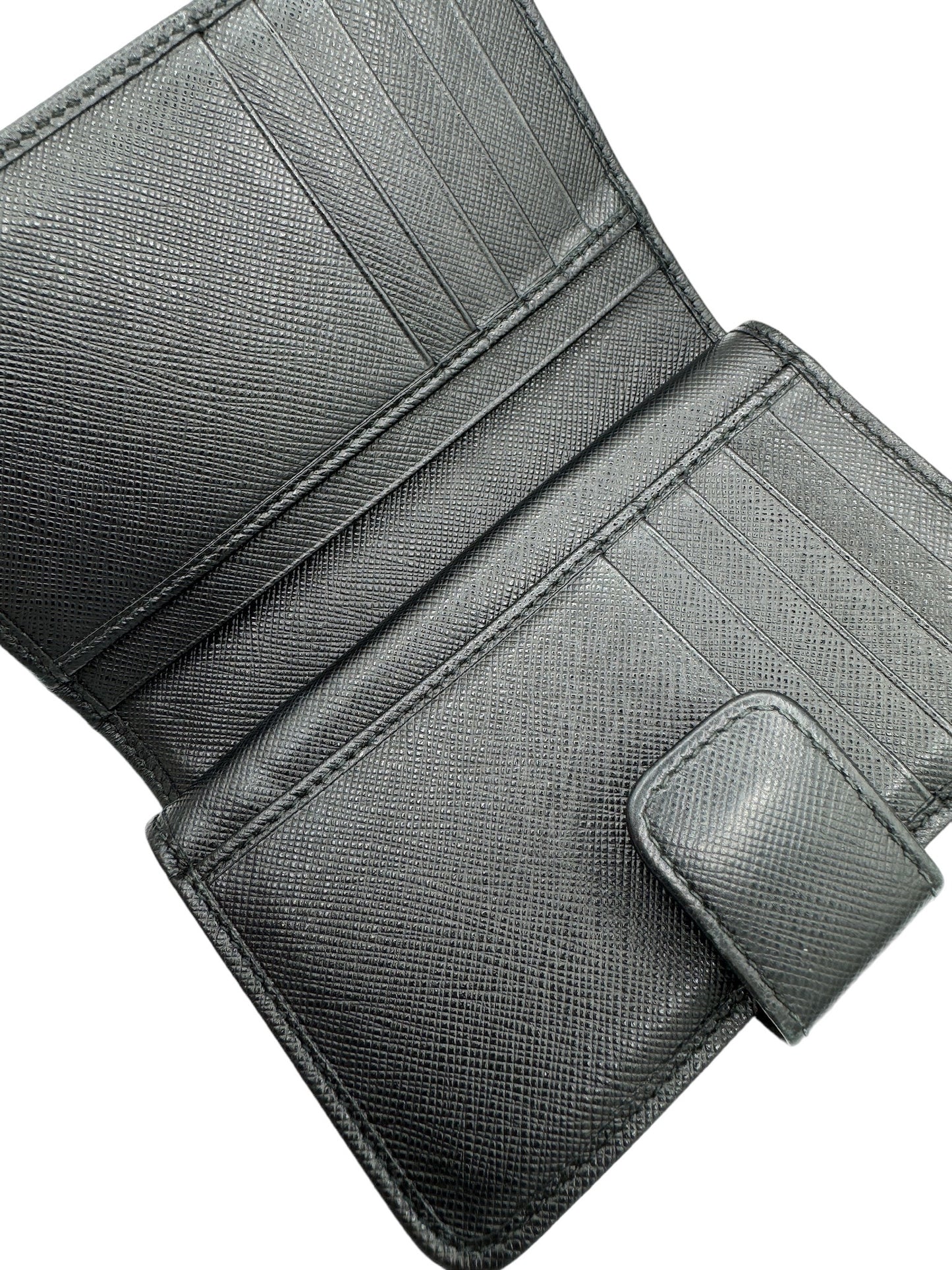 PRADA -  Bifold Wallet Black Saffiano Metal Leather