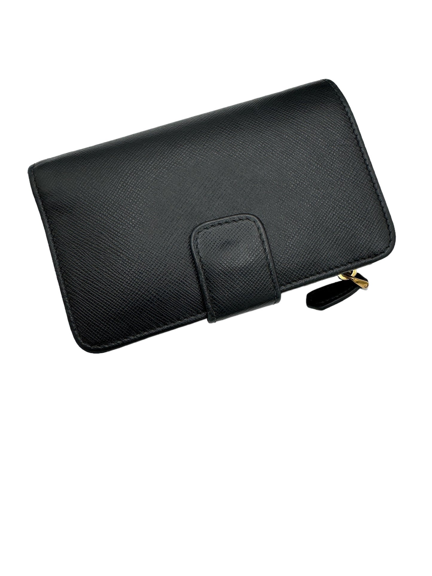 PRADA -  Bifold Wallet Black Saffiano Metal Leather