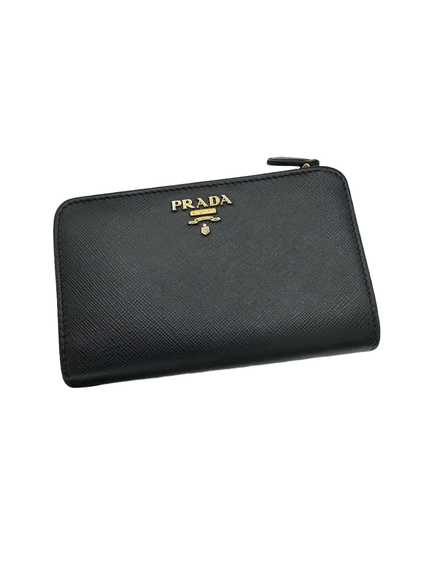 PRADA -  Bifold Wallet Black Saffiano Metal Leather