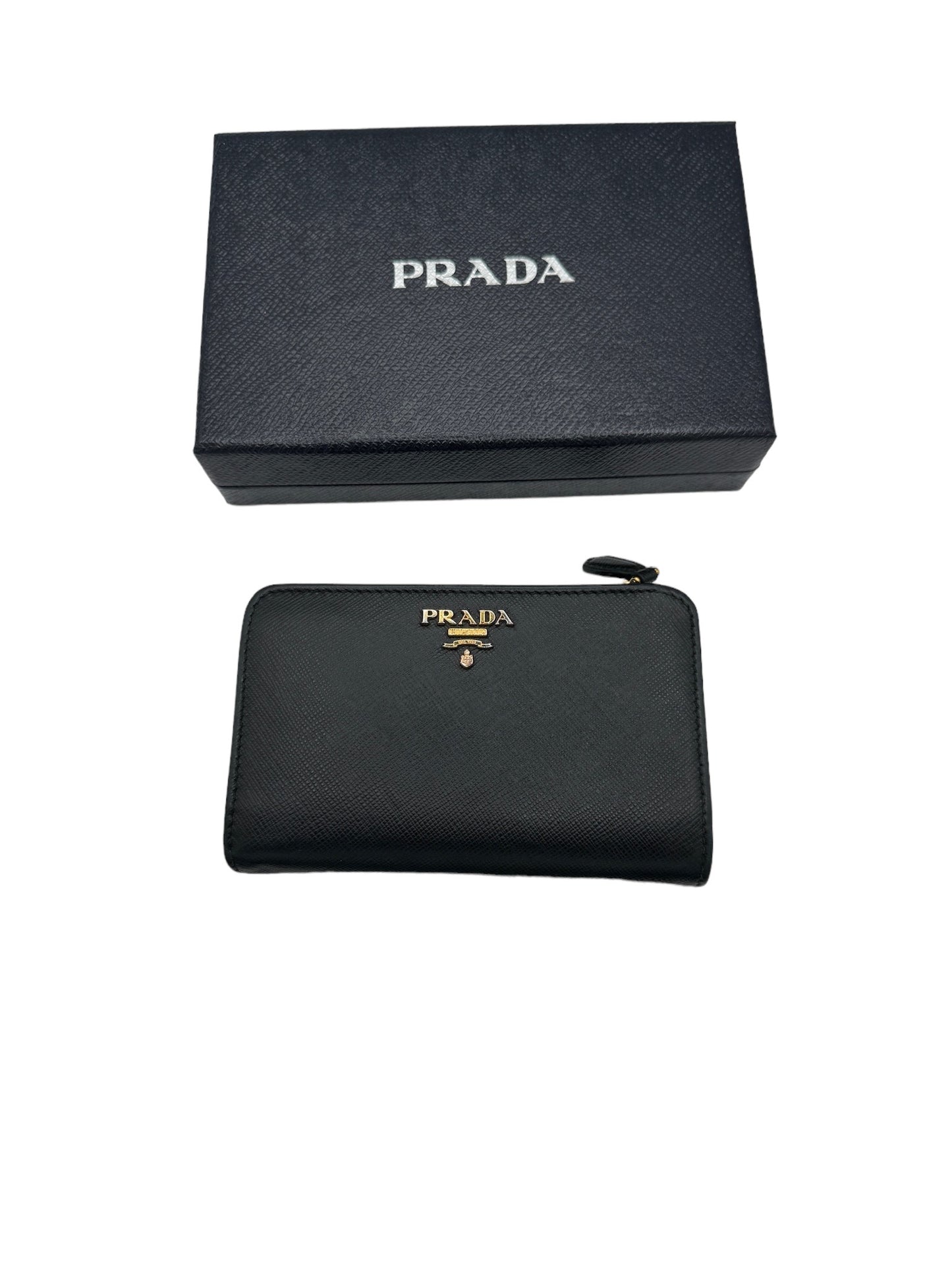 PRADA -  Bifold Wallet Black Saffiano Metal Leather