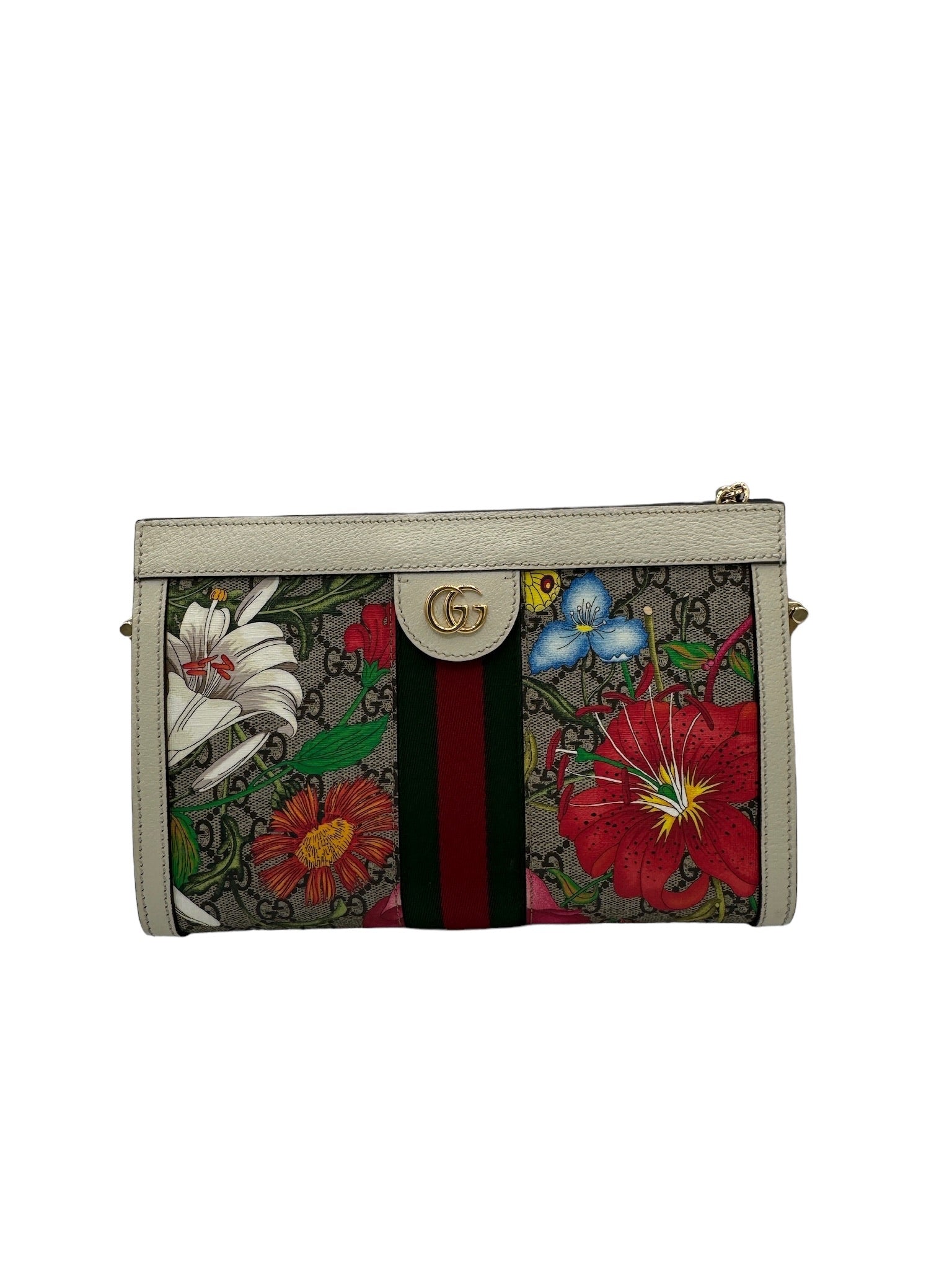 GUCCI - Bolso de hombro con cadena Ophidia Flora GG de lona revestida