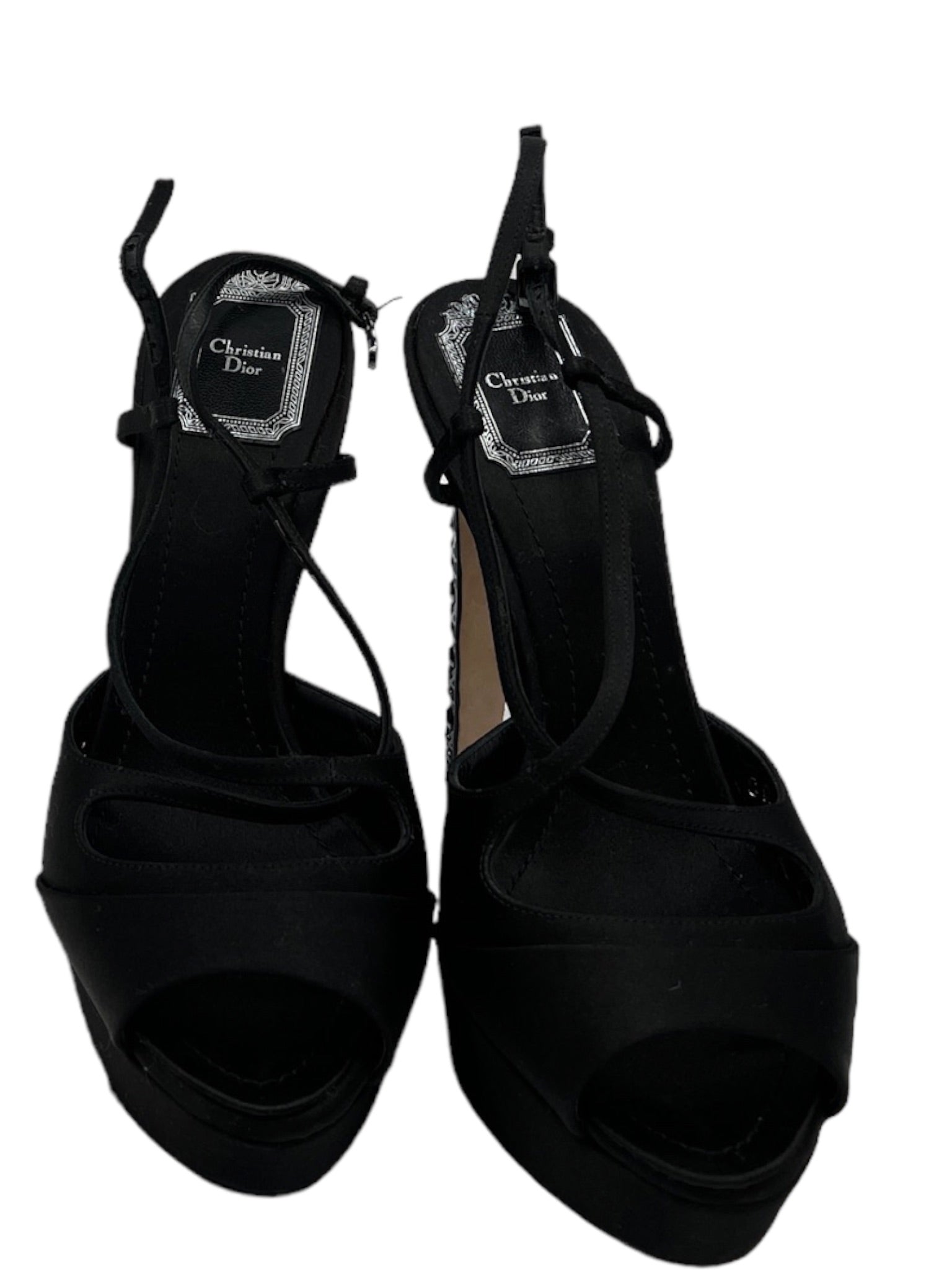 DIOR - Sandalias de satén negras