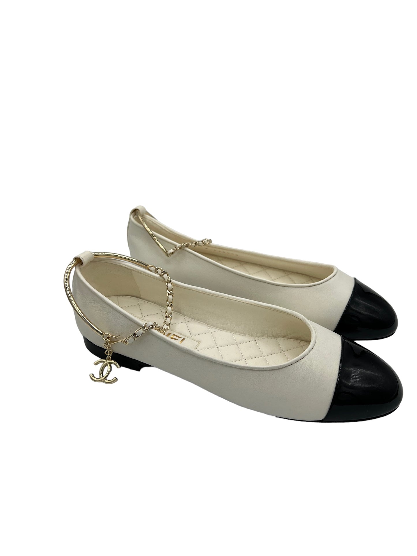 CHANEL - White Patent Ballerina Shoes