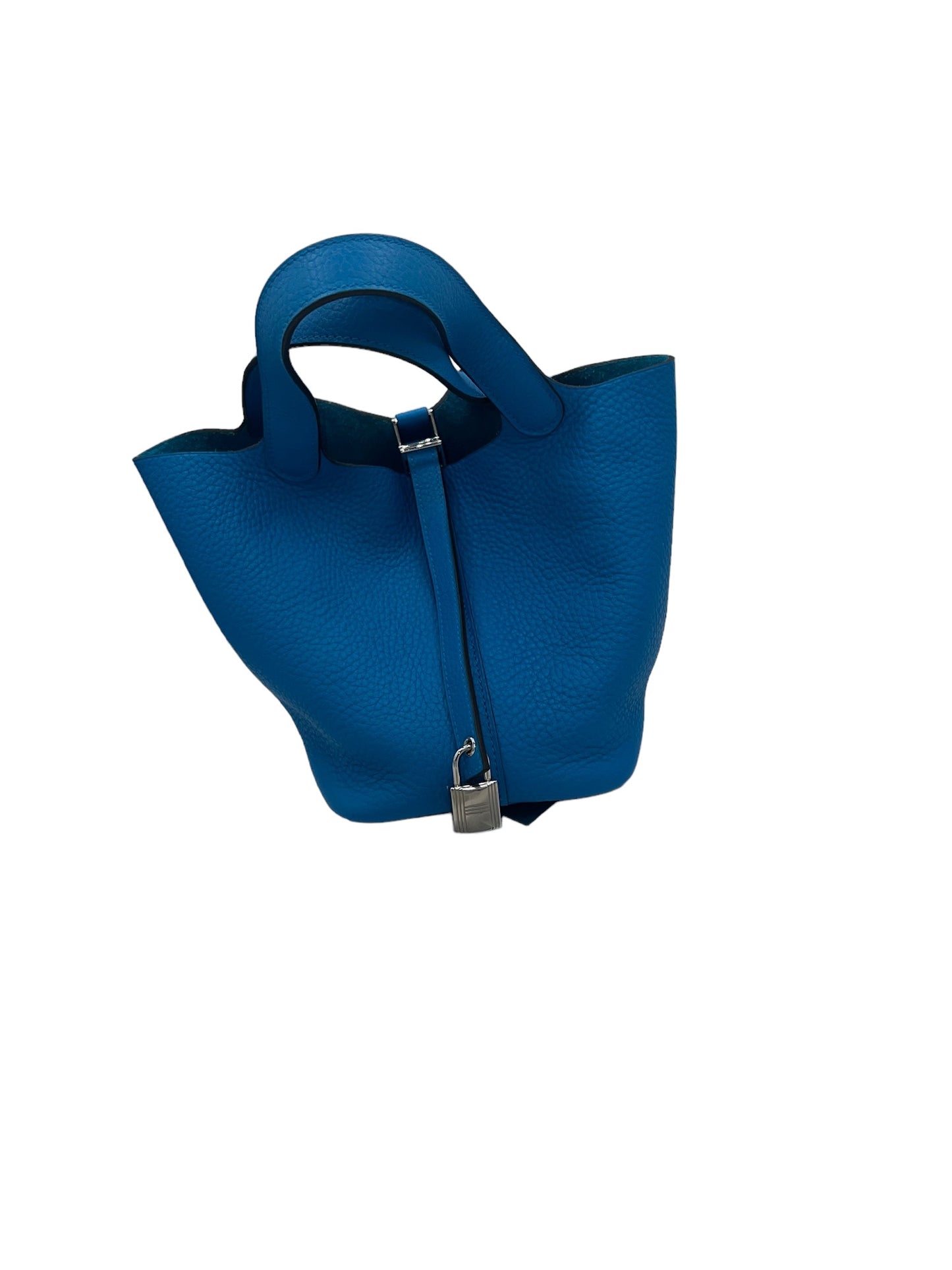 HERMES -  Blue Zanzibar Taurillon Clemence Picotin Lock PM Handbag